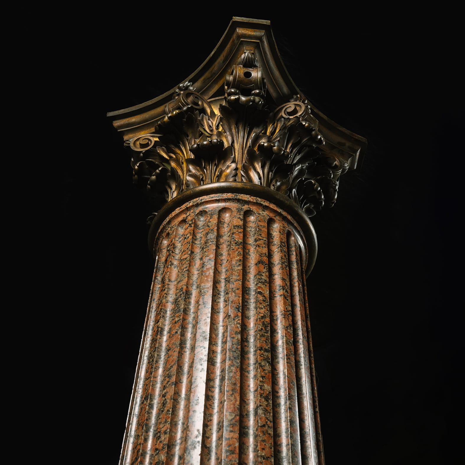 A Set of Three Neoclassical Style Gilt-Bronze and Rose Granite Columns - Image 5