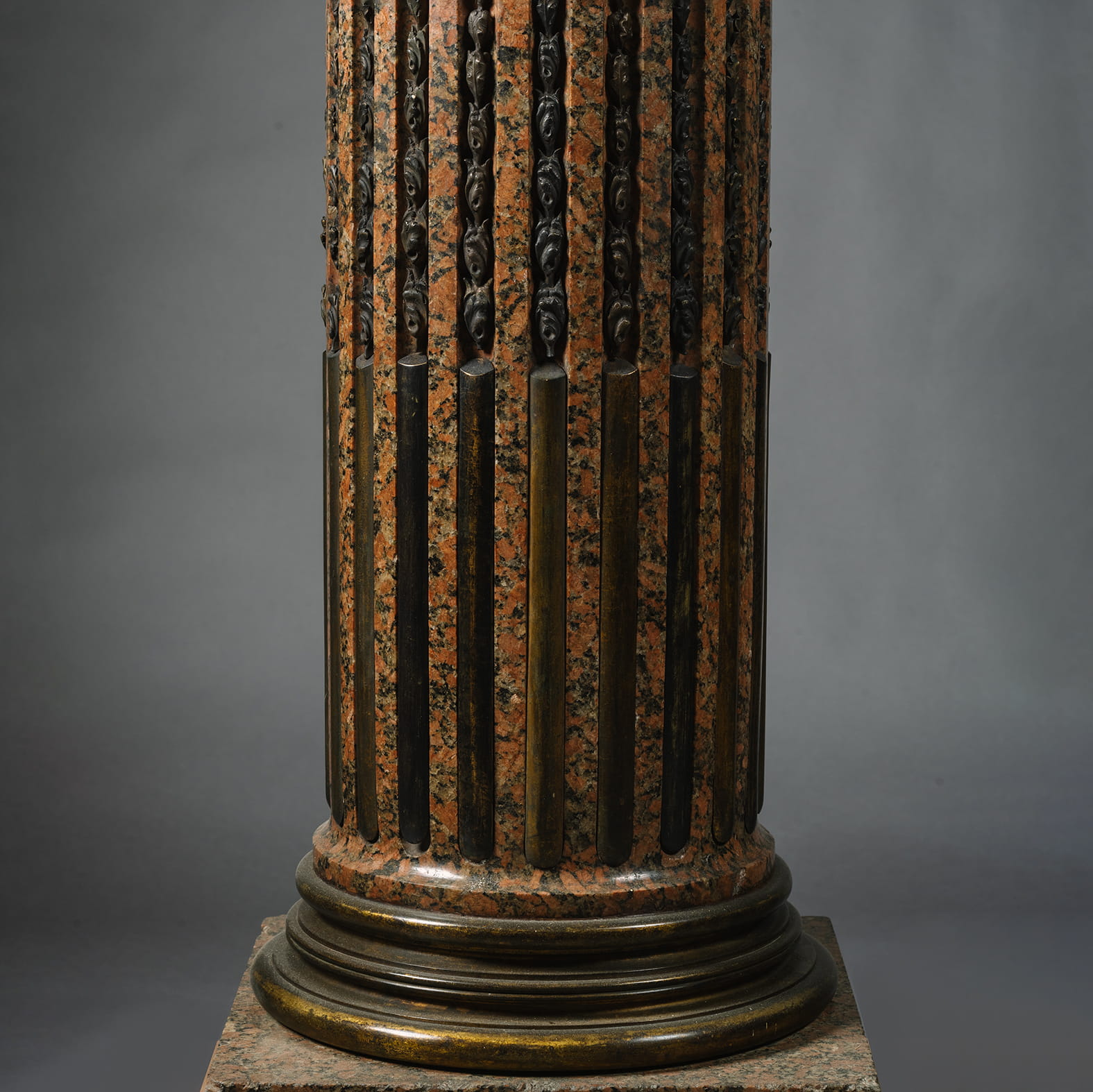 A Set of Three Neoclassical Style Gilt-Bronze and Rose Granite Columns - Image 17