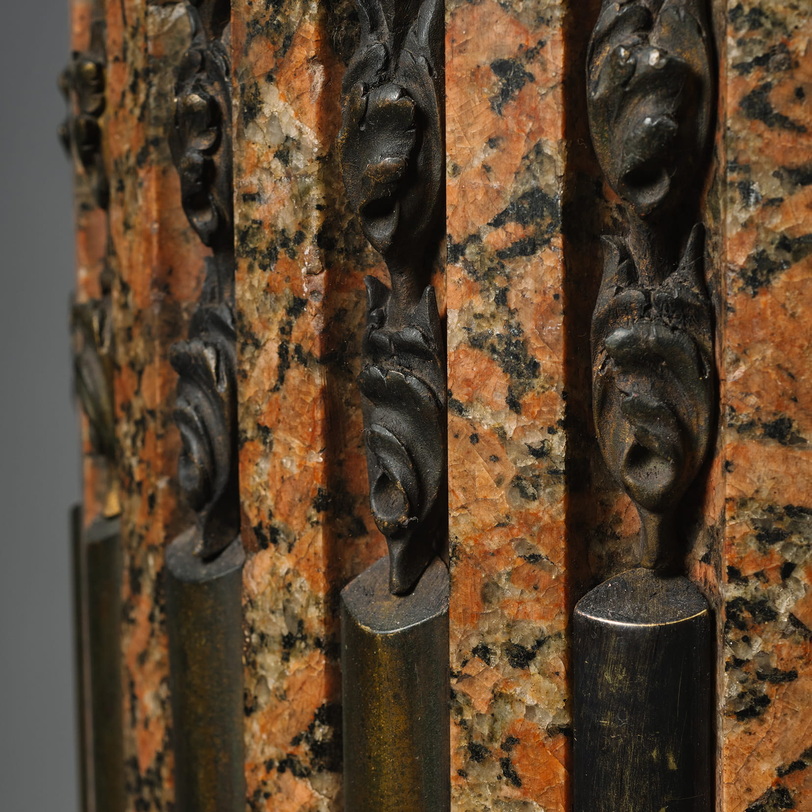 A Set of Three Neoclassical Style Gilt-Bronze and Rose Granite Columns - Image 15