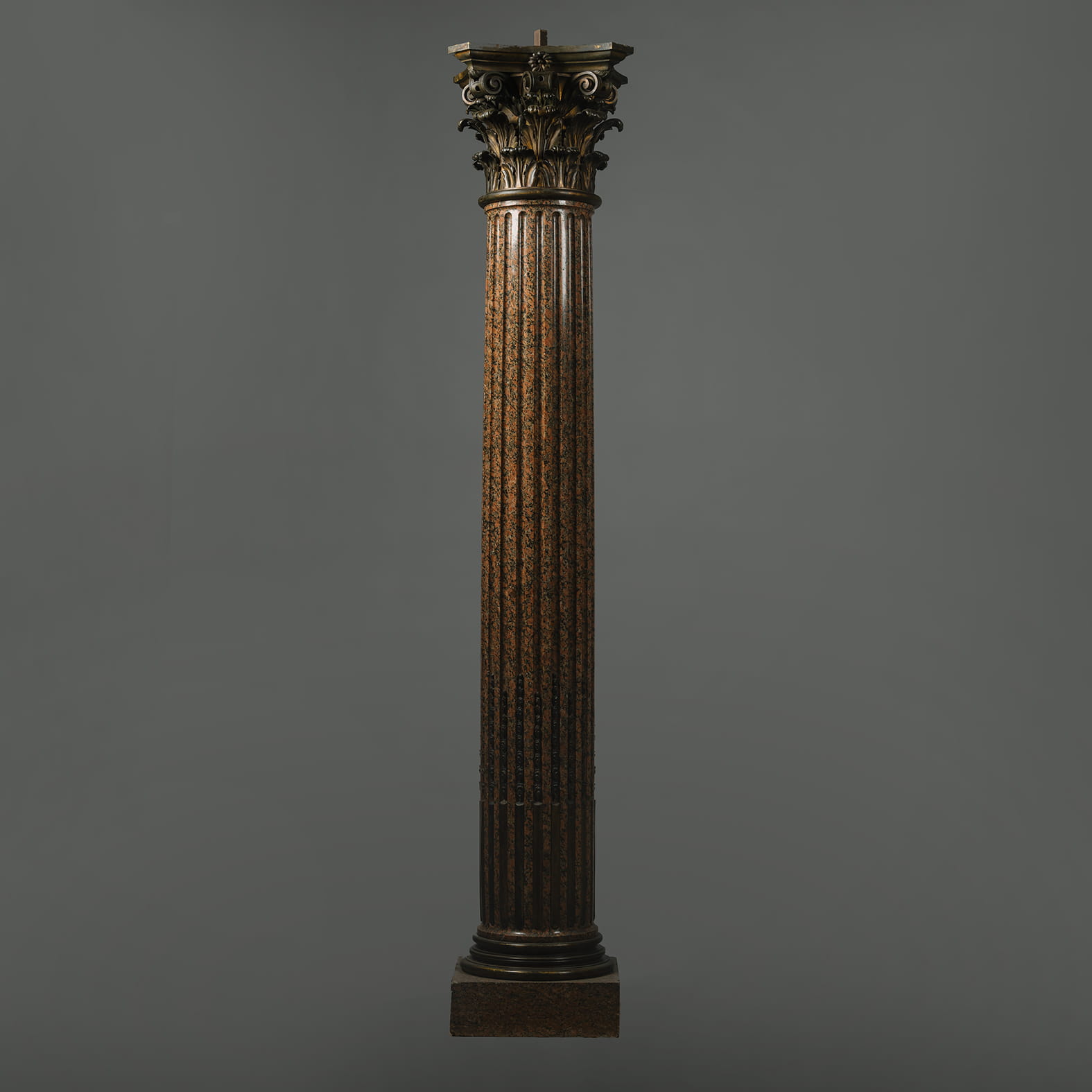 A Set of Three Neoclassical Style Gilt-Bronze and Rose Granite Columns - Image 9