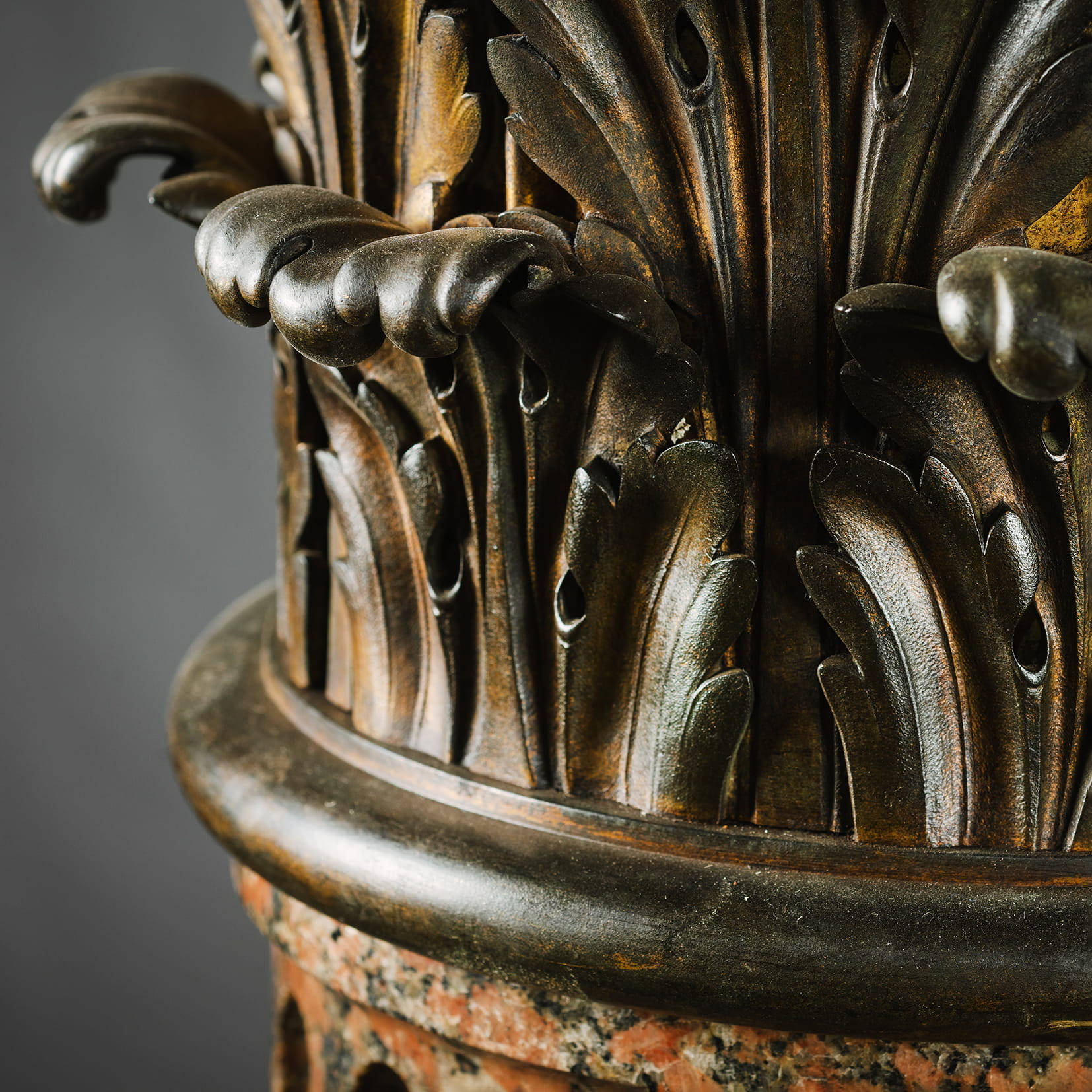 A Set of Three Neoclassical Style Gilt-Bronze and Rose Granite Columns - Image 12
