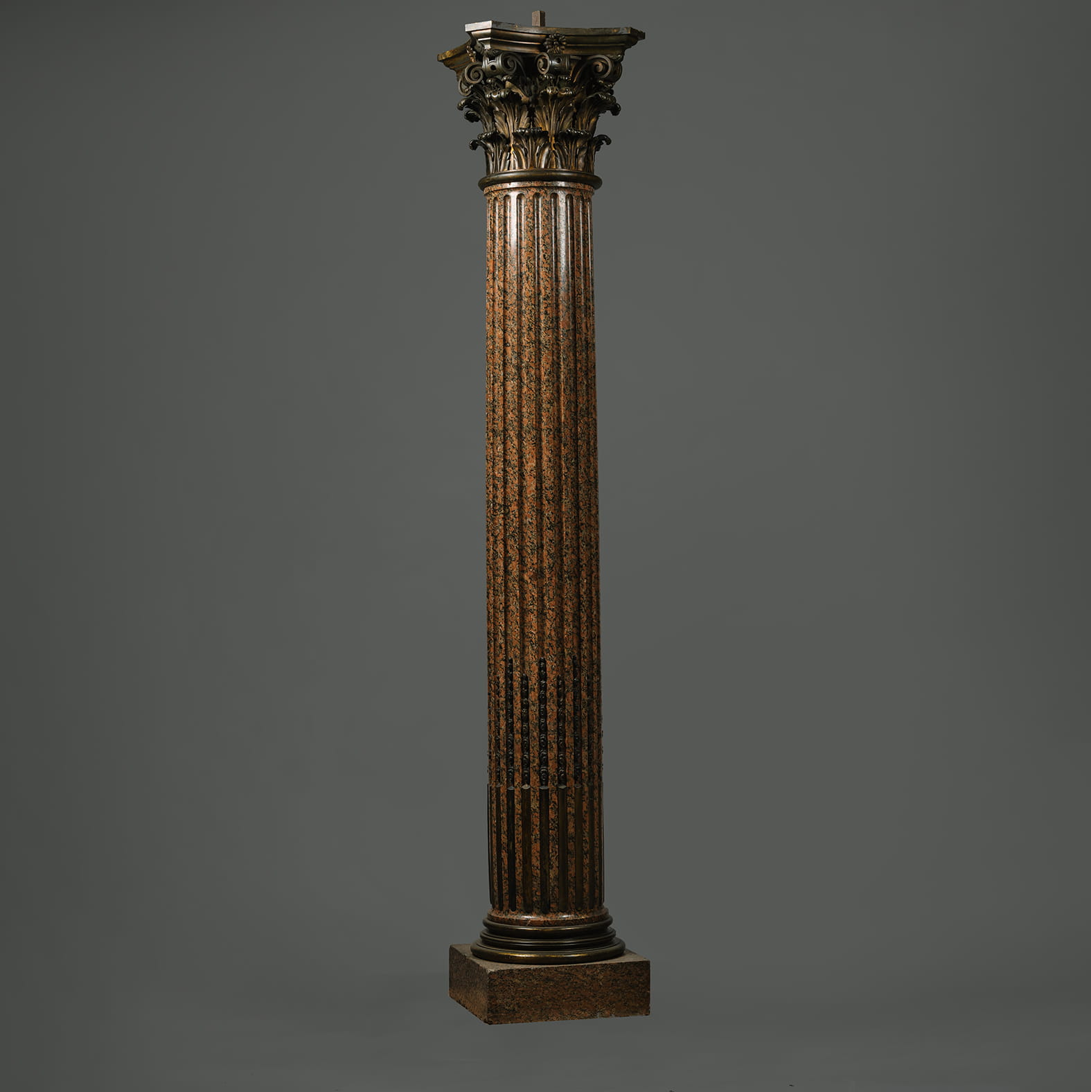 A Set of Three Neoclassical Style Gilt-Bronze and Rose Granite Columns - Image 8