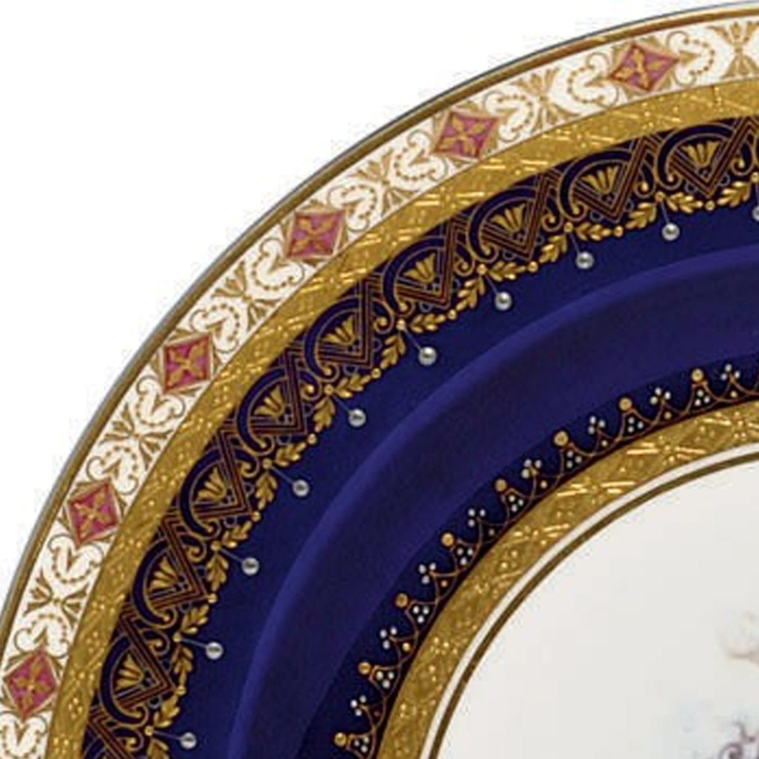 A Very Decorative Pair of Porcelain Plates Depicting Putto at Play - Image 4