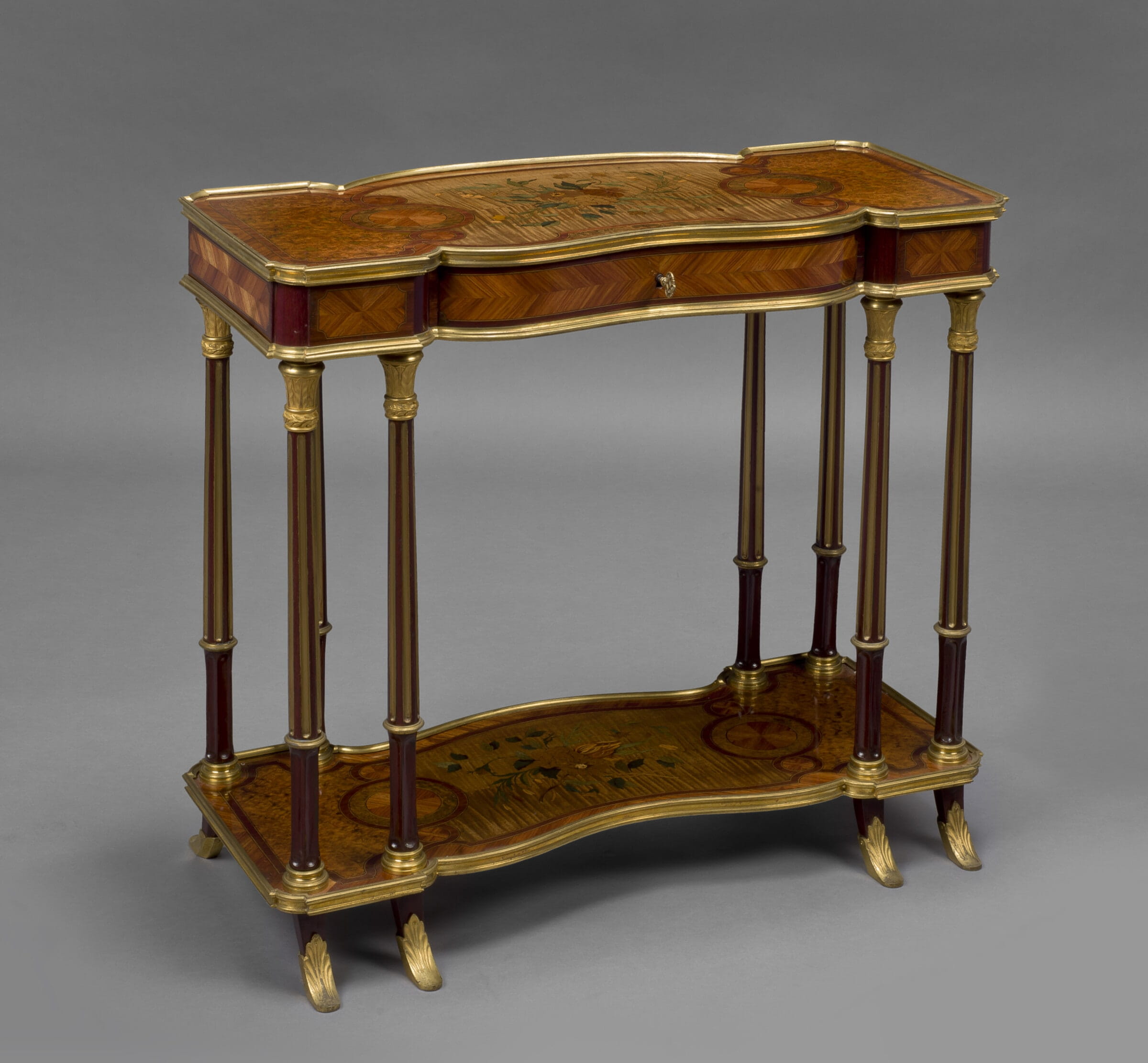 An Unusual Transitional Style Gilt-Bronze Mounted Low Side Table