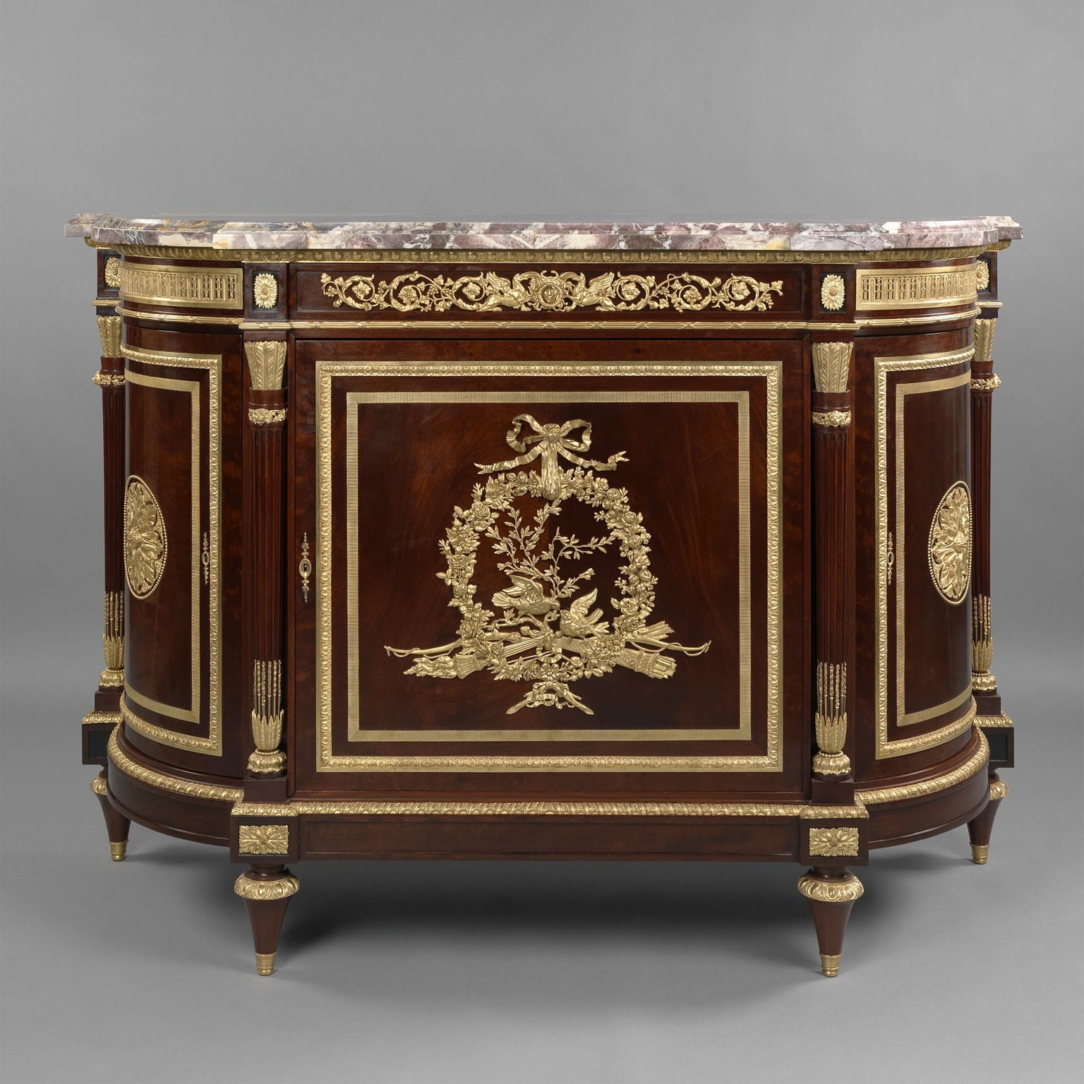 A Fine Louis XVI Style Gilt-Bronze Mounted Mahogany Side Cabinet - Image 2