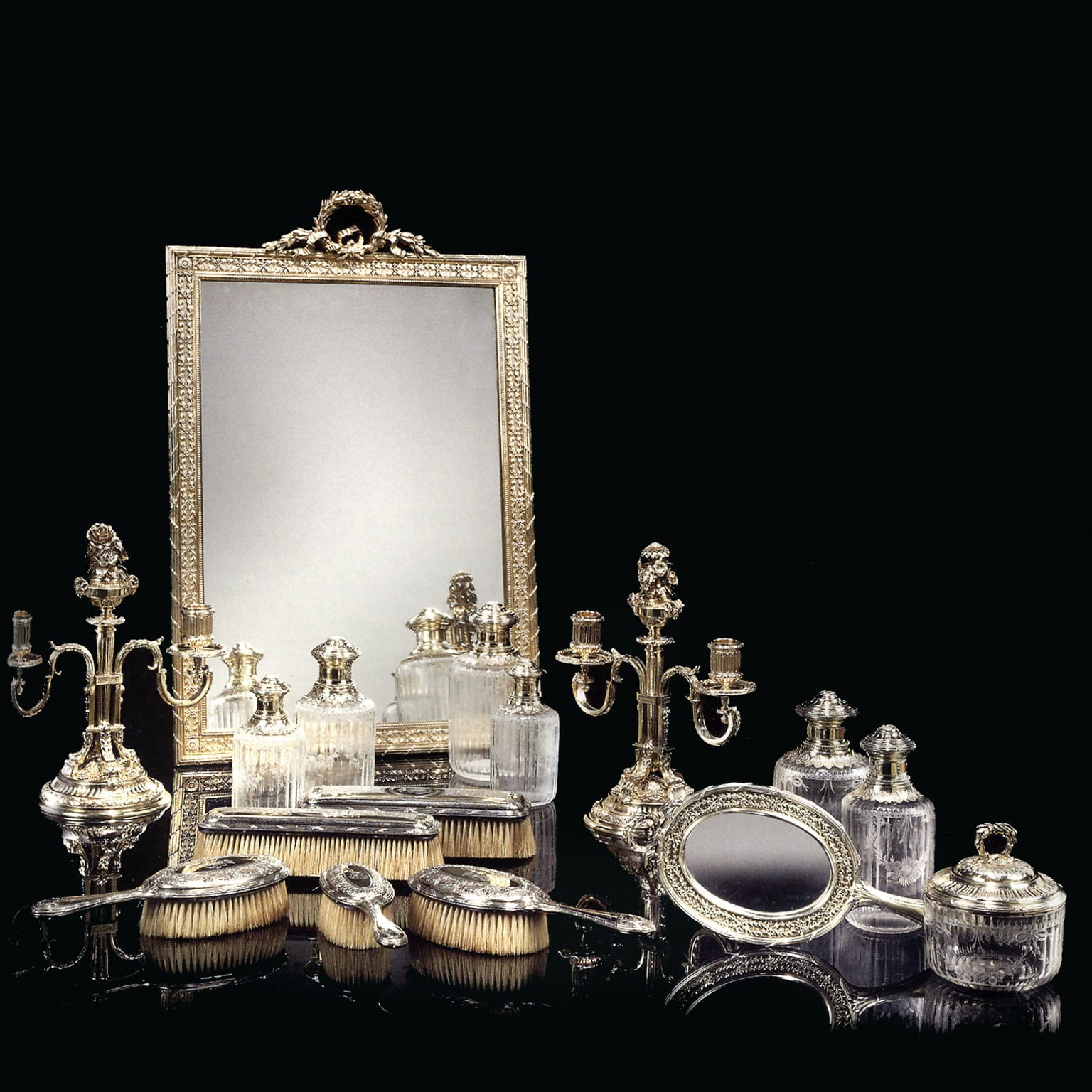 An Exceptional Silver-Gilt and Cut-Glass Travel Necessaire