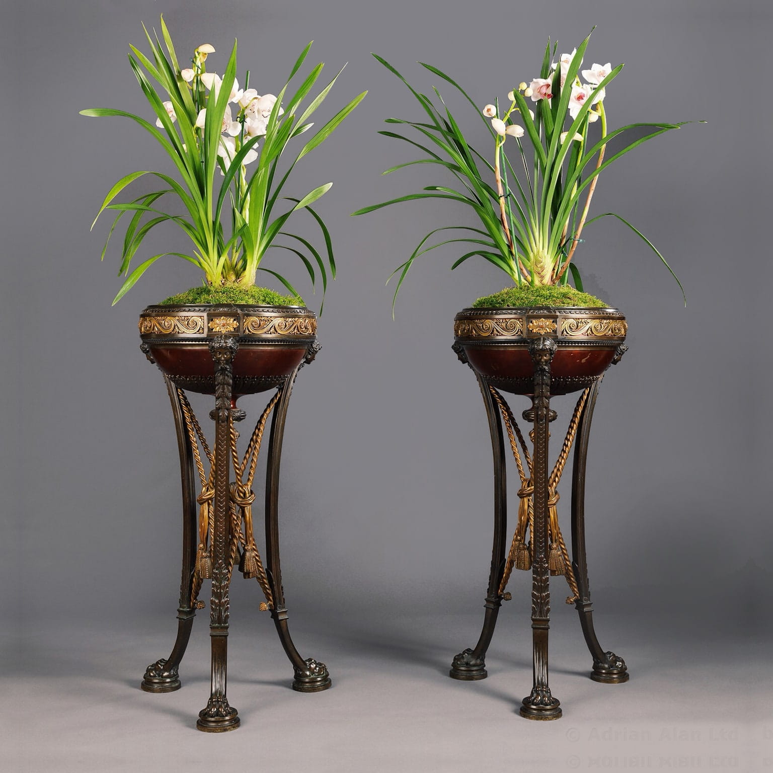 A Pair of Napoleon III Gilt-Bronze and Patinated Bronze Athéniennes