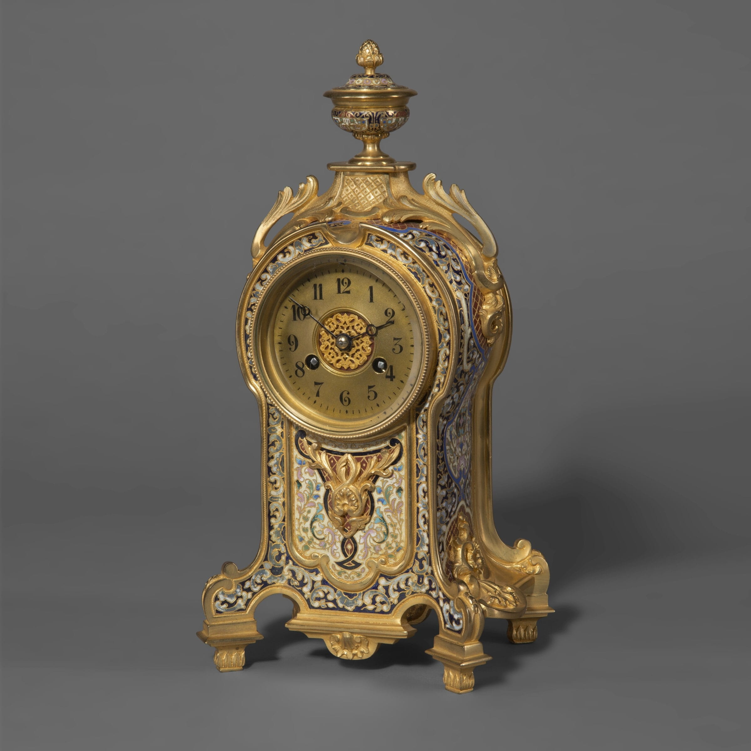 A Gilt-Bronze and Champlevé Enamel Clock