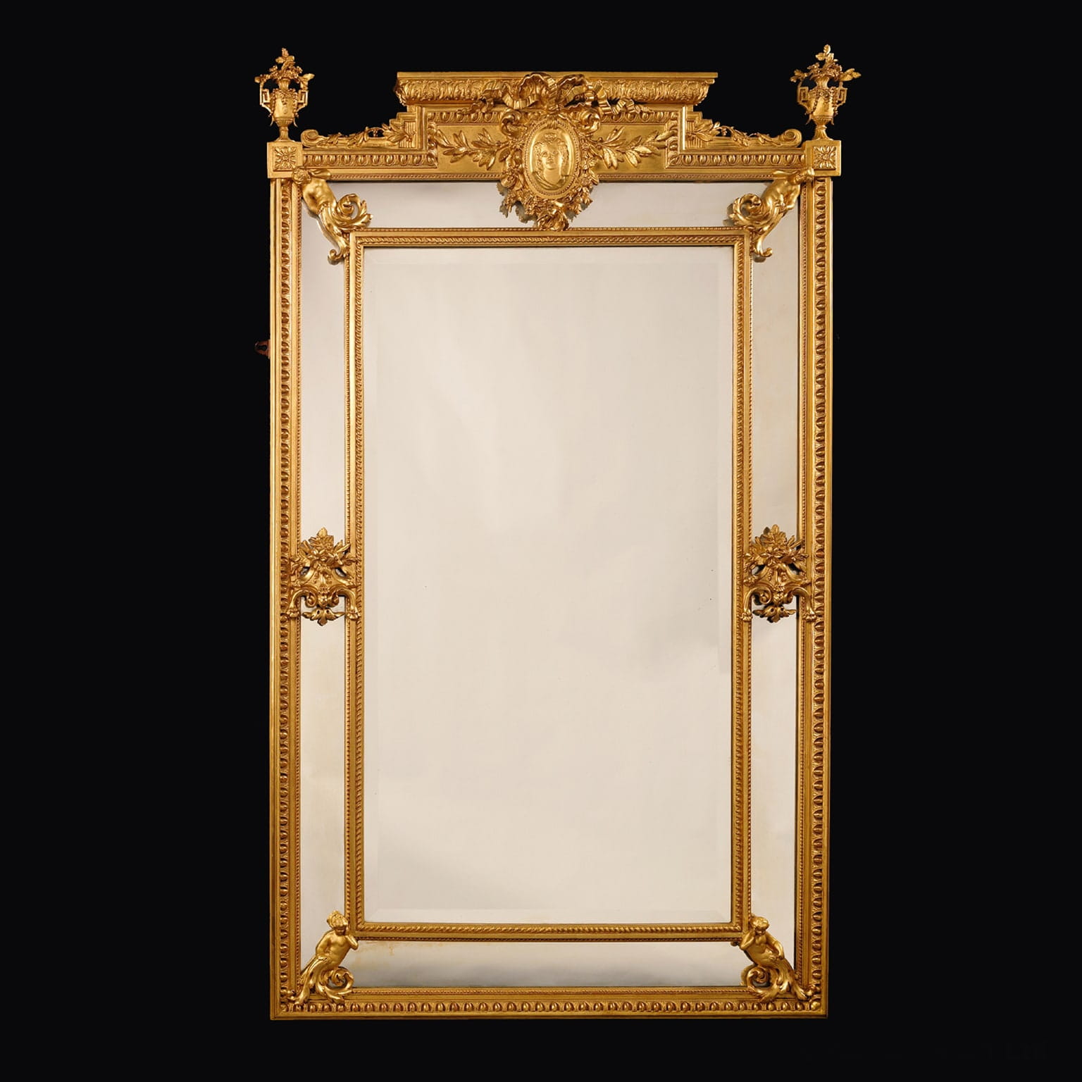 A Louis XVI Style Carved Giltwood and Composition Marginal Mirror