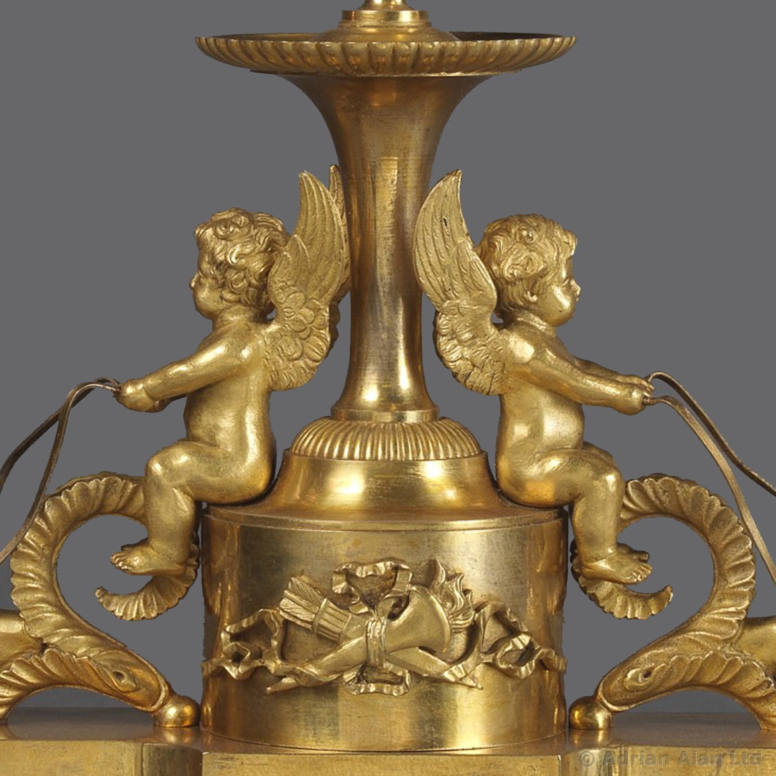 A Fine Louis XVI Style Gilt-Bronze and Ebony Three-Light Desk Stand - Image 2