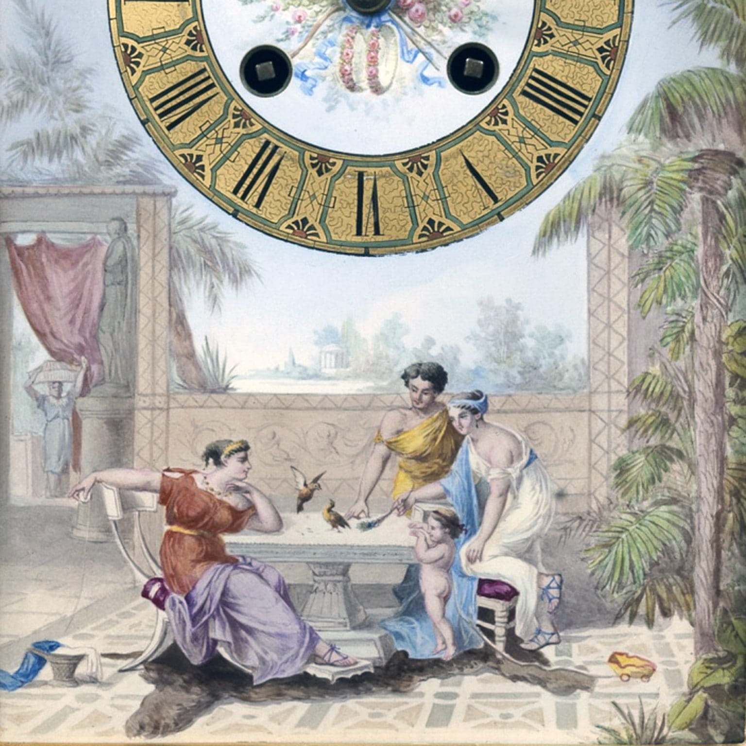 A Louis XVI Style Gilt-Bronze Champlevé Enamel Mantel Clock - Image 3