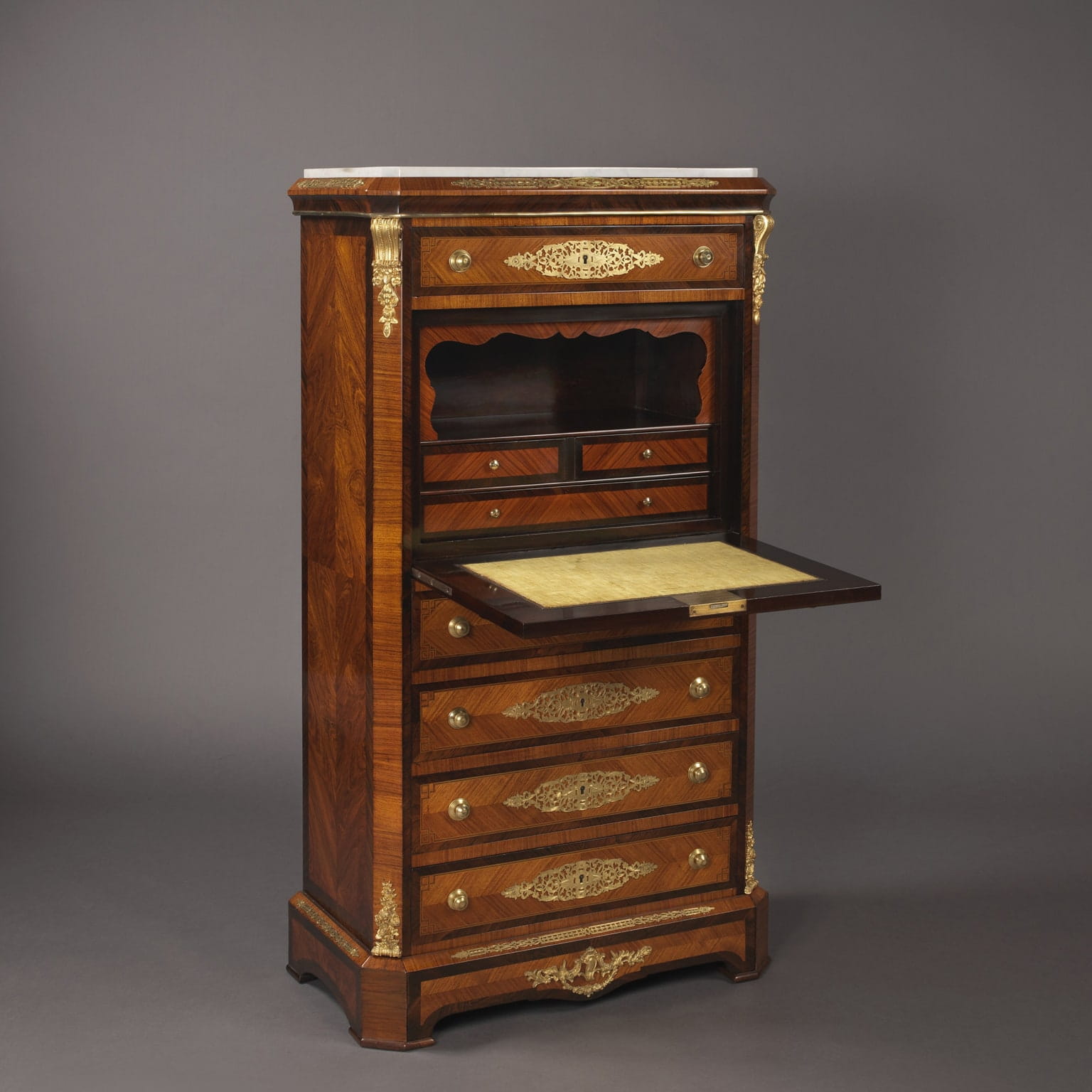 A Gilt-Bronze Mounted Secretaire Cabinet With A Marble Top - Image 2
