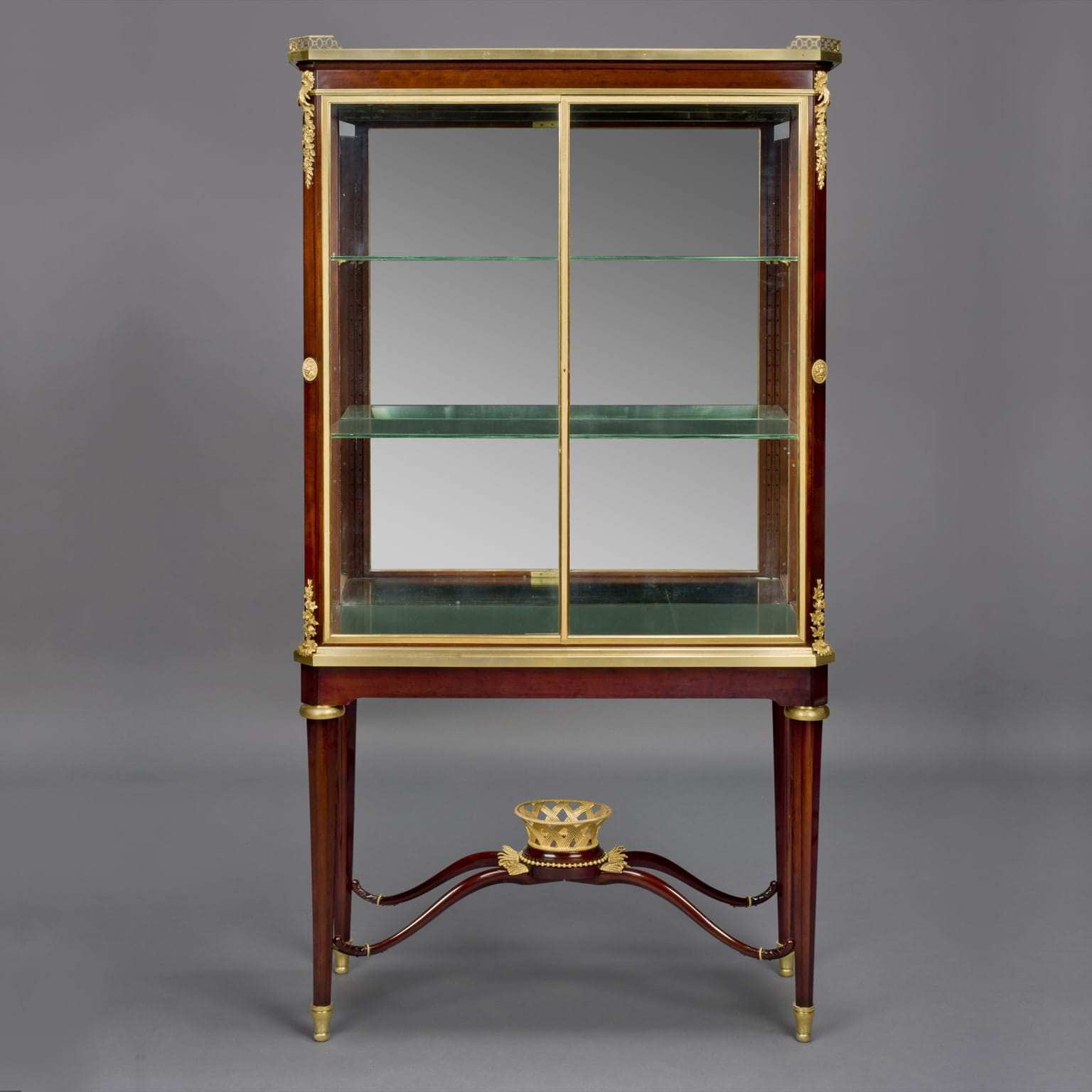 A Fine Louis XVI Style Gilt-Bronze Mounted Mahogany Vitrine