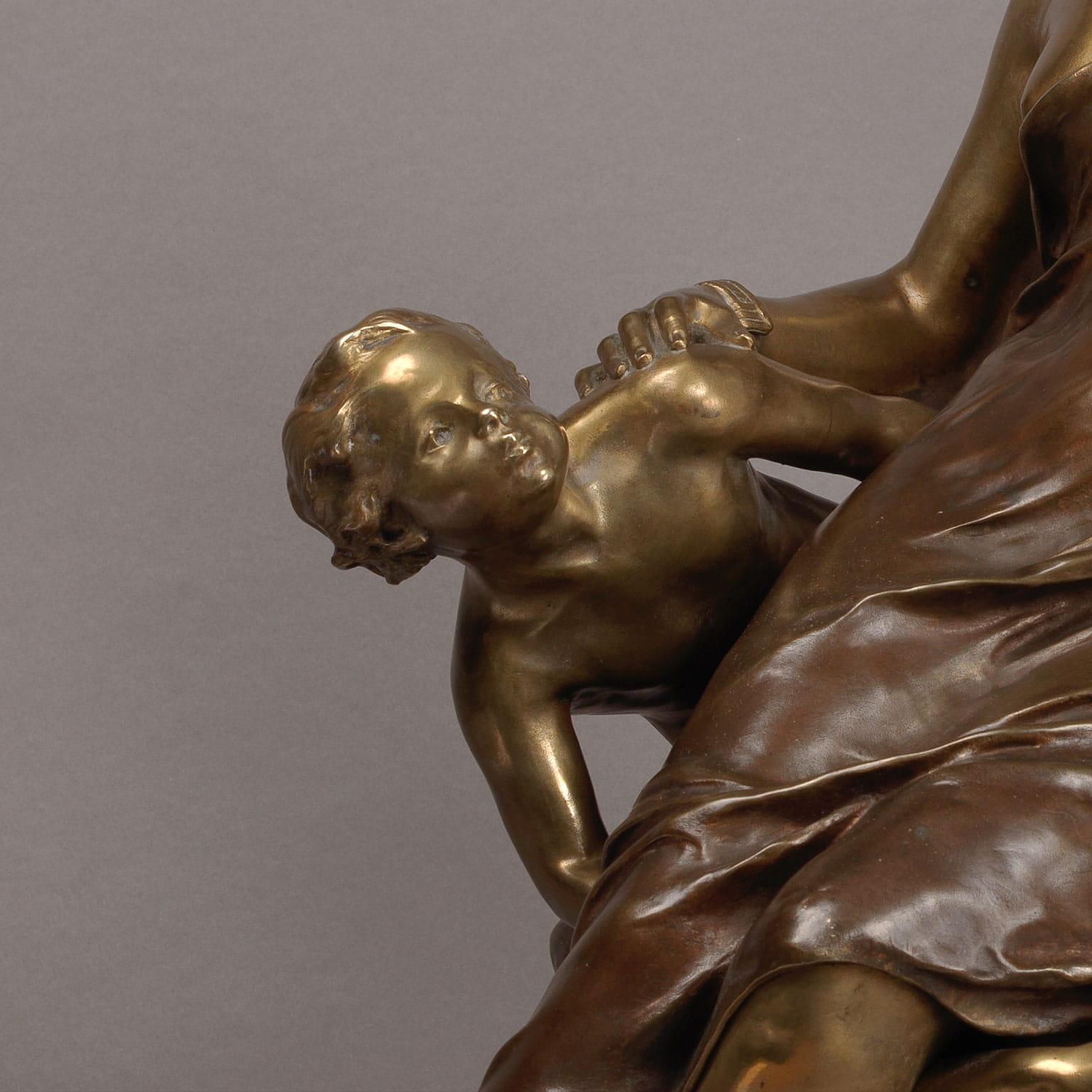 'Cupid & Psyche' An Important Parcel-Gilt and Patinated Bronze Figure - Image 4
