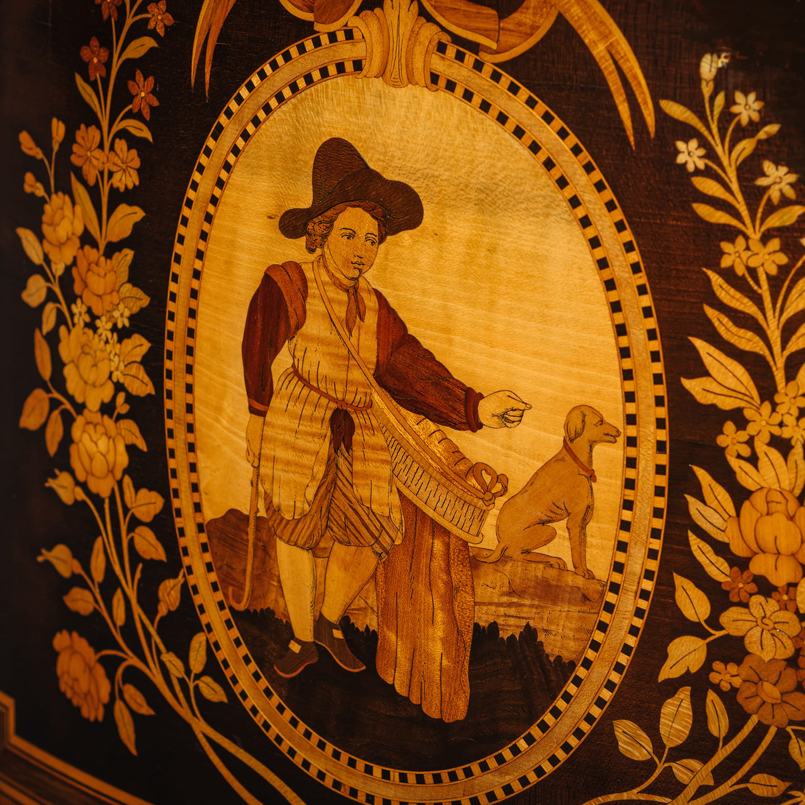 An Important Louis XVI Style Marquetry Inlaid Marble-Top Commode - Image 11