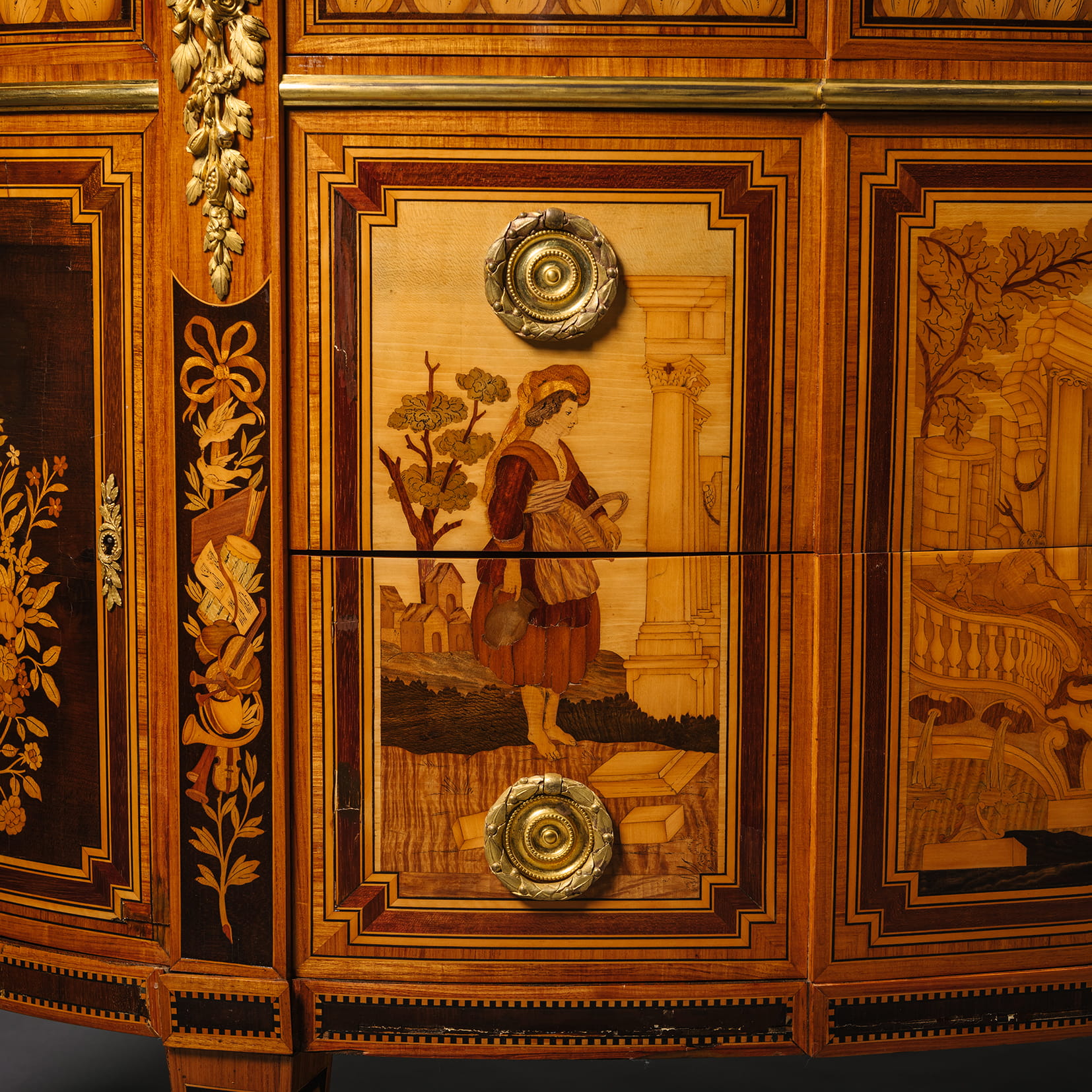 An Important Louis XVI Style Marquetry Inlaid Marble-Top Commode - Image 10