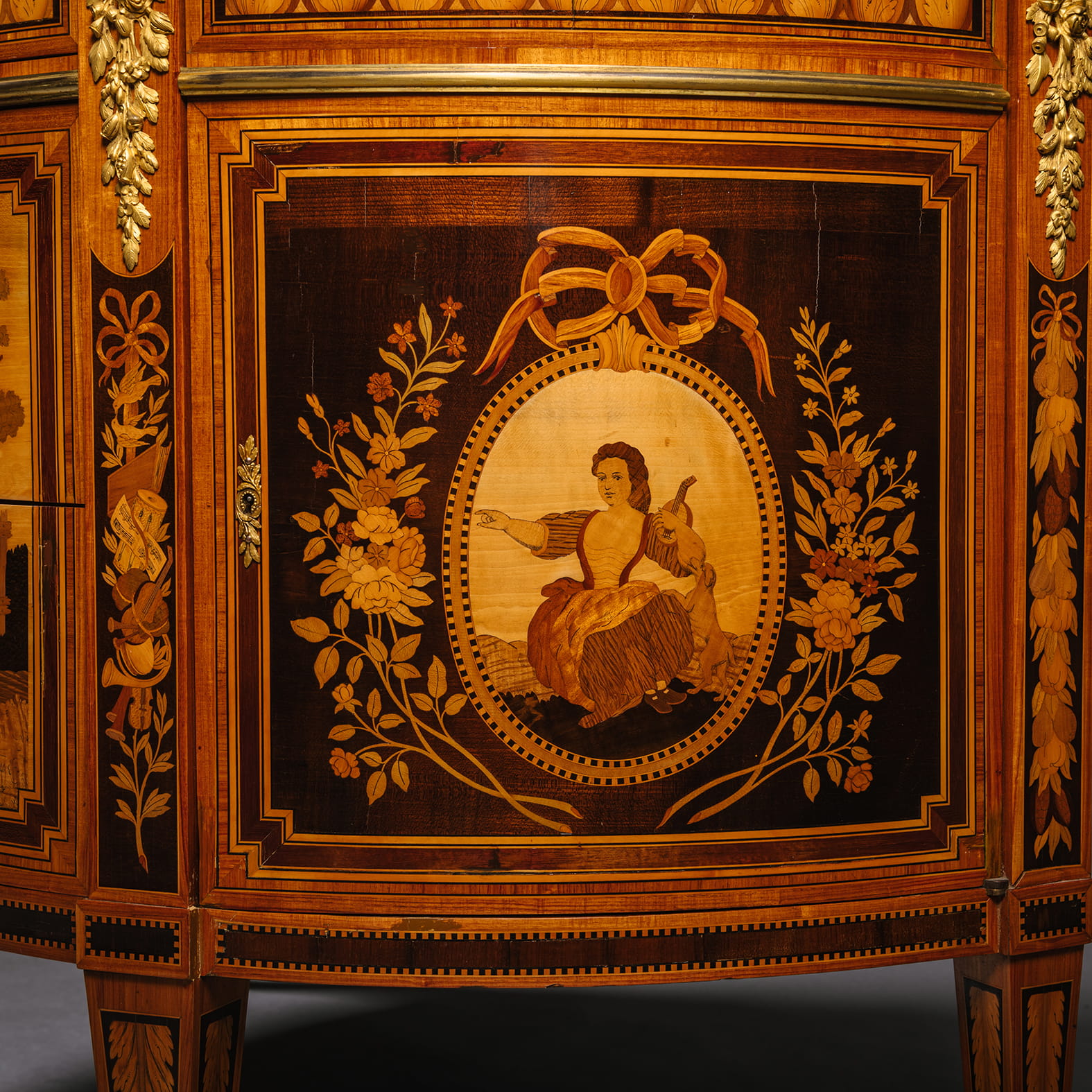 An Important Louis XVI Style Marquetry Inlaid Marble-Top Commode - Image 9