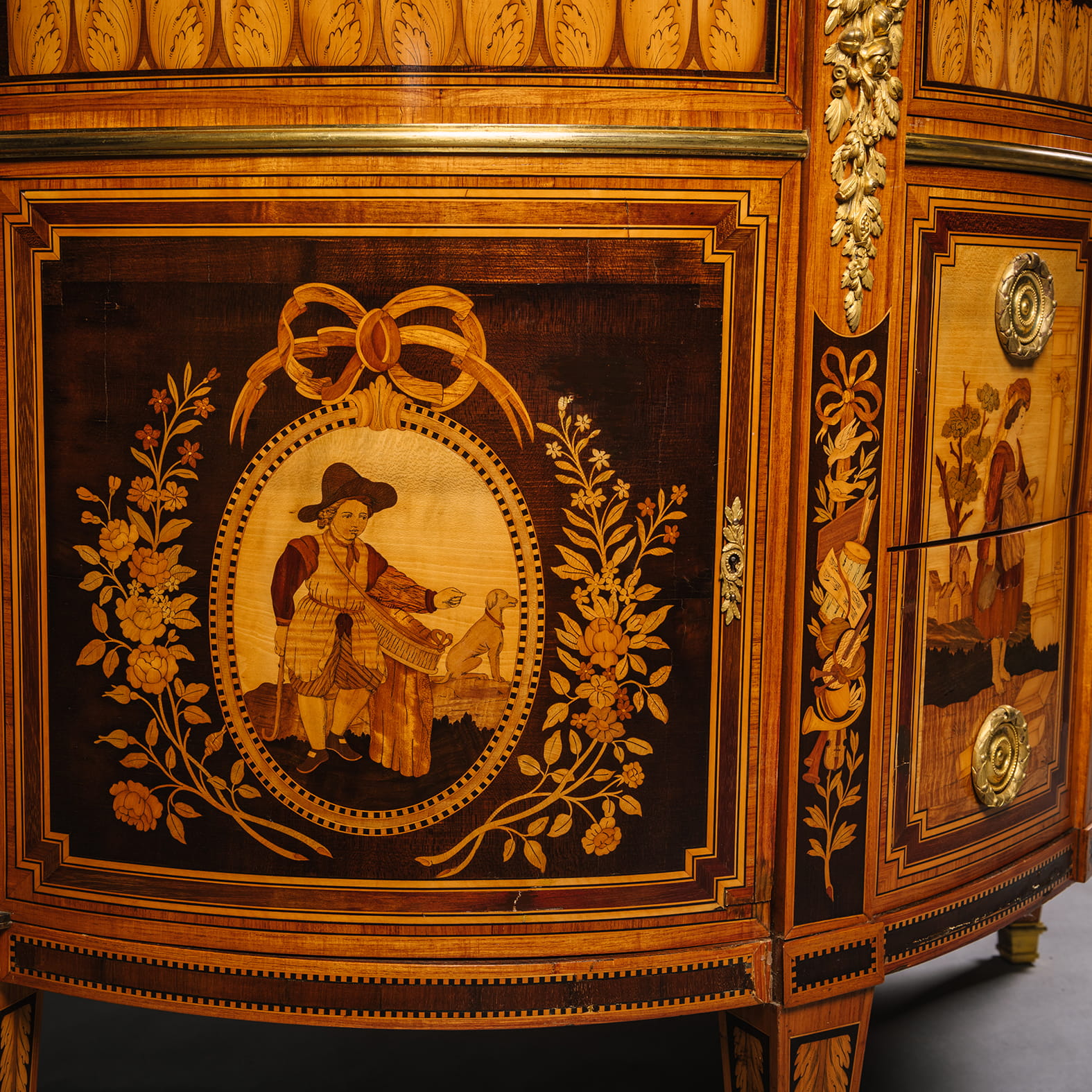 An Important Louis XVI Style Marquetry Inlaid Marble-Top Commode - Image 8