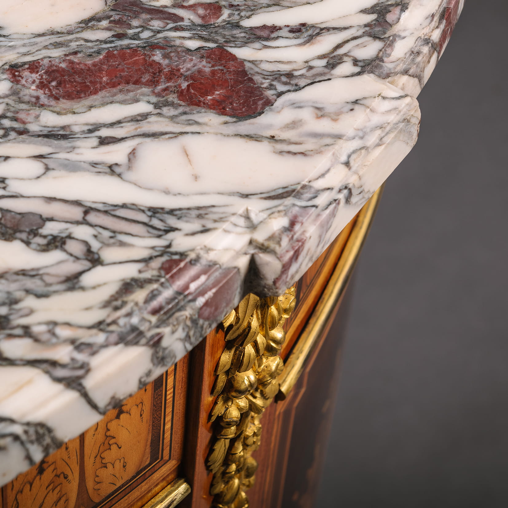 An Important Louis XVI Style Marquetry Inlaid Marble-Top Commode - Image 6