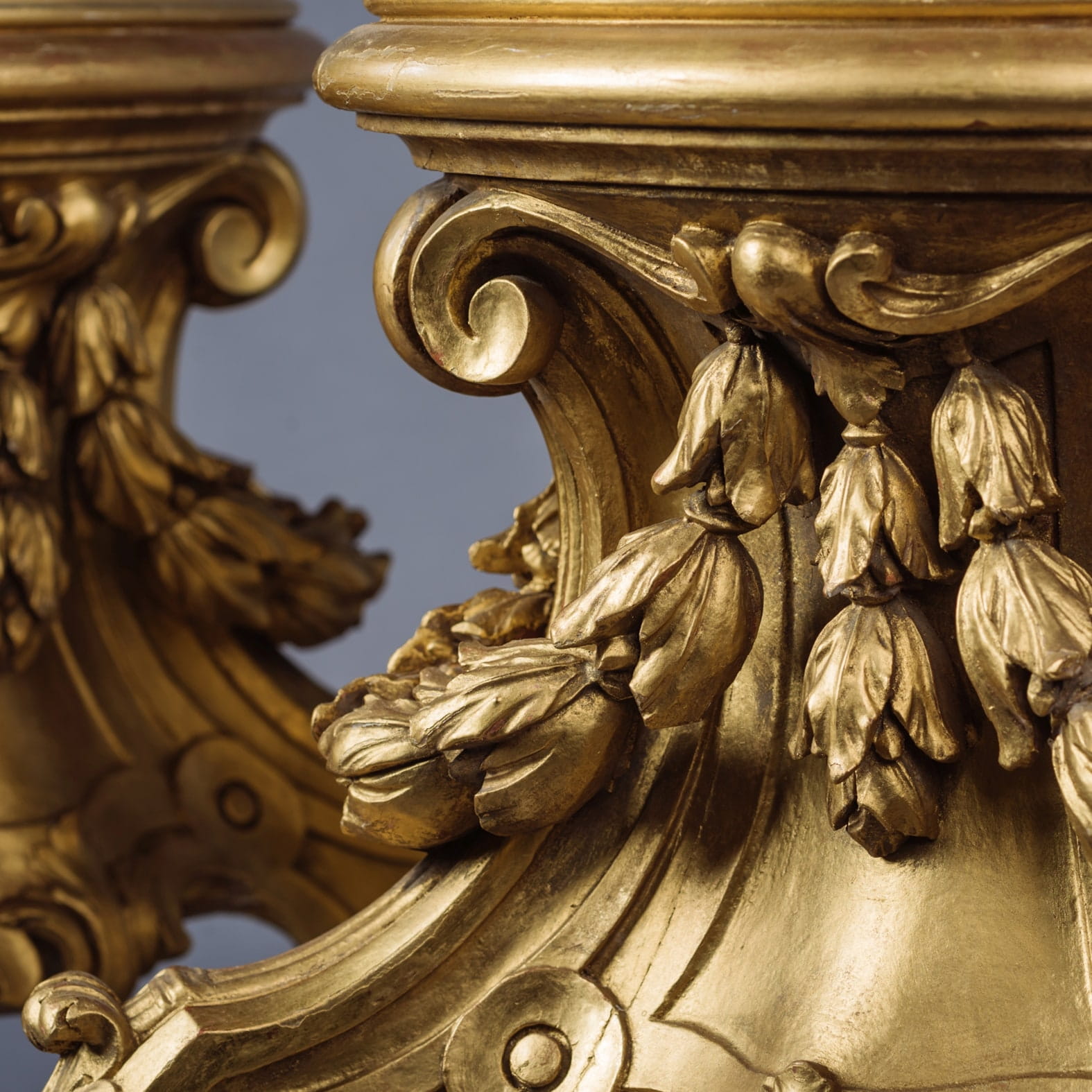 A Large Pair Of Acanthus Carved Giltwood Stands - Image 2