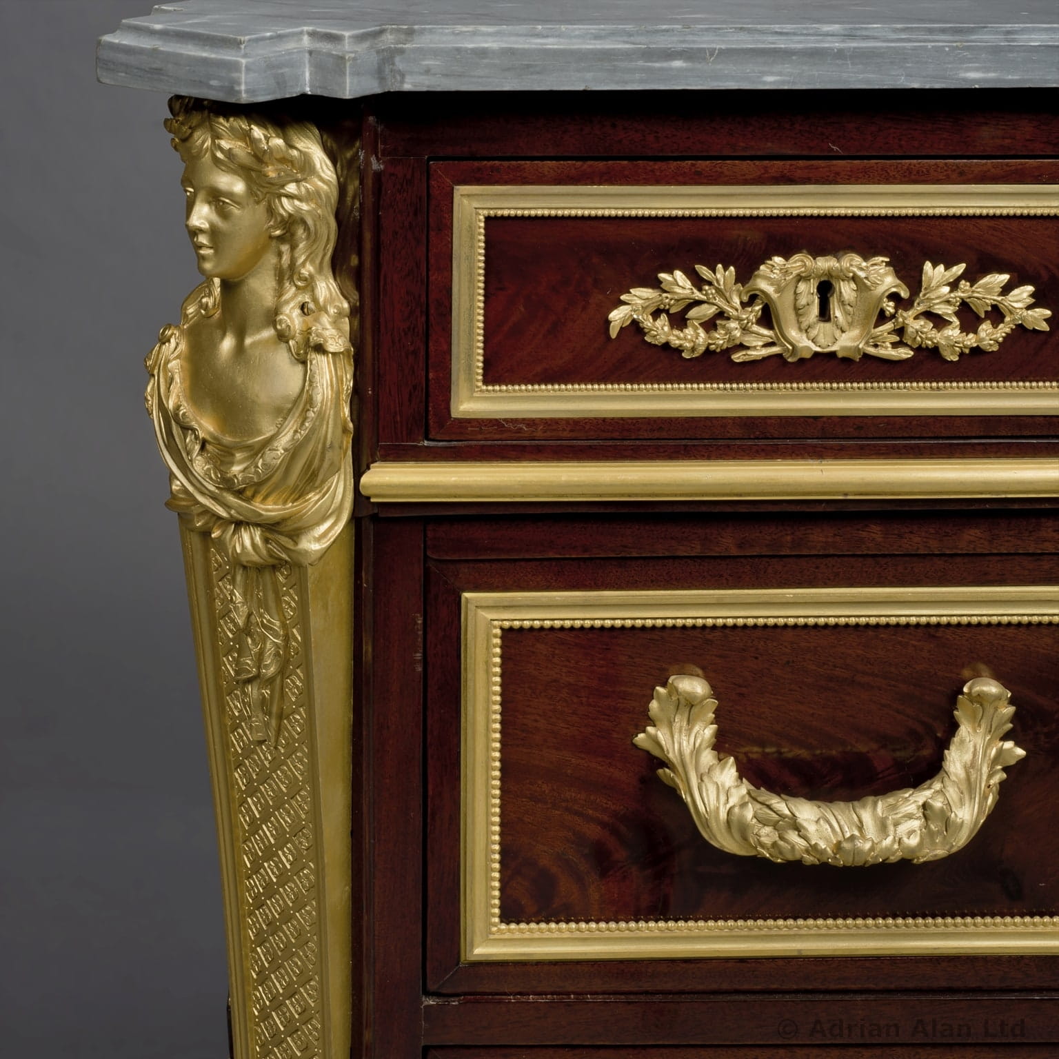 A Fine Louis XVI Style Gilt-Bronze Mounted Mahogany Commode - Image 2