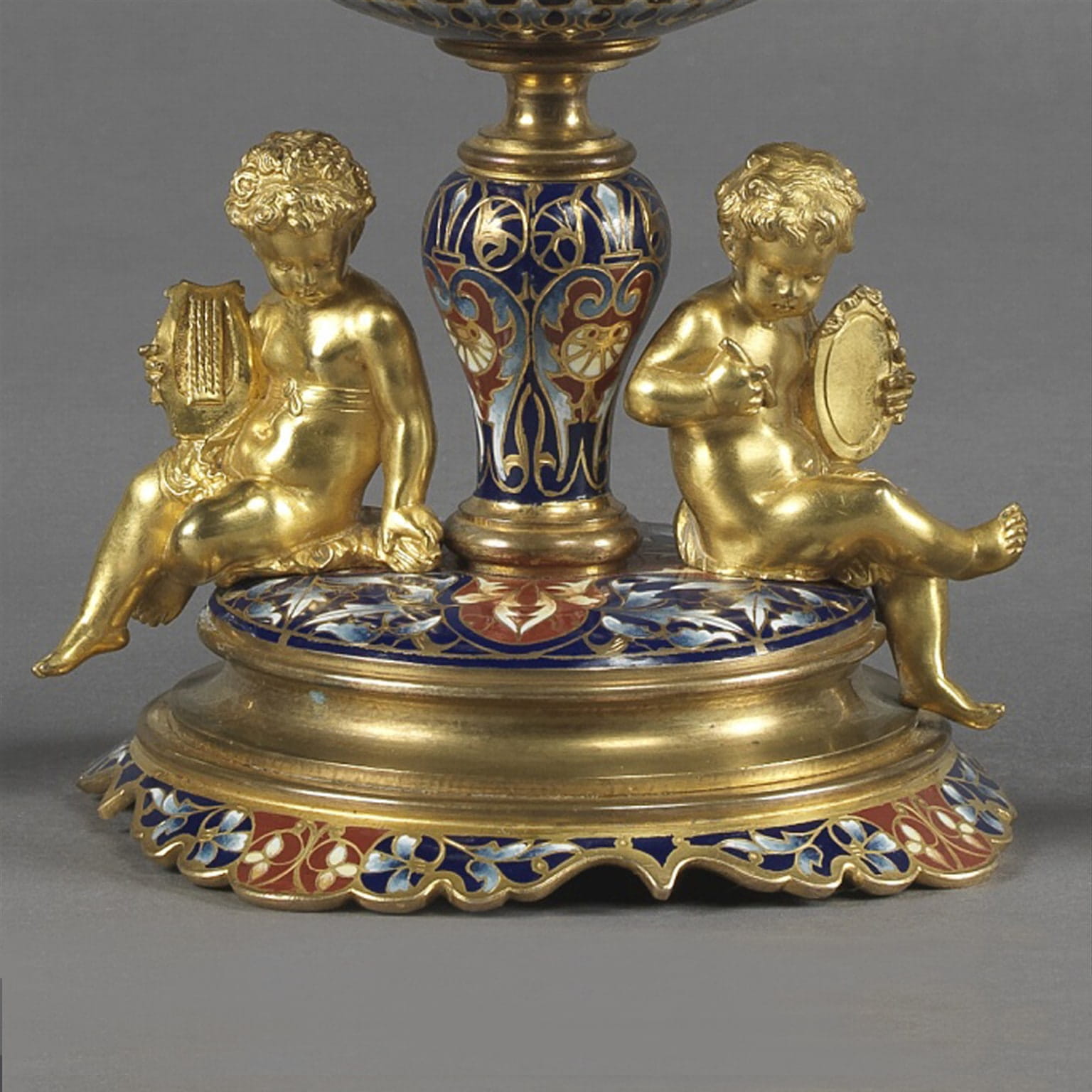 A Fine Gilt-Bronze and Champlevé Enamel Garniture Set - Image 4