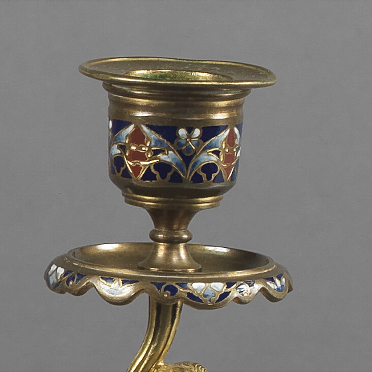 A Fine Gilt-Bronze and Champlevé Enamel Garniture Set - Image 6