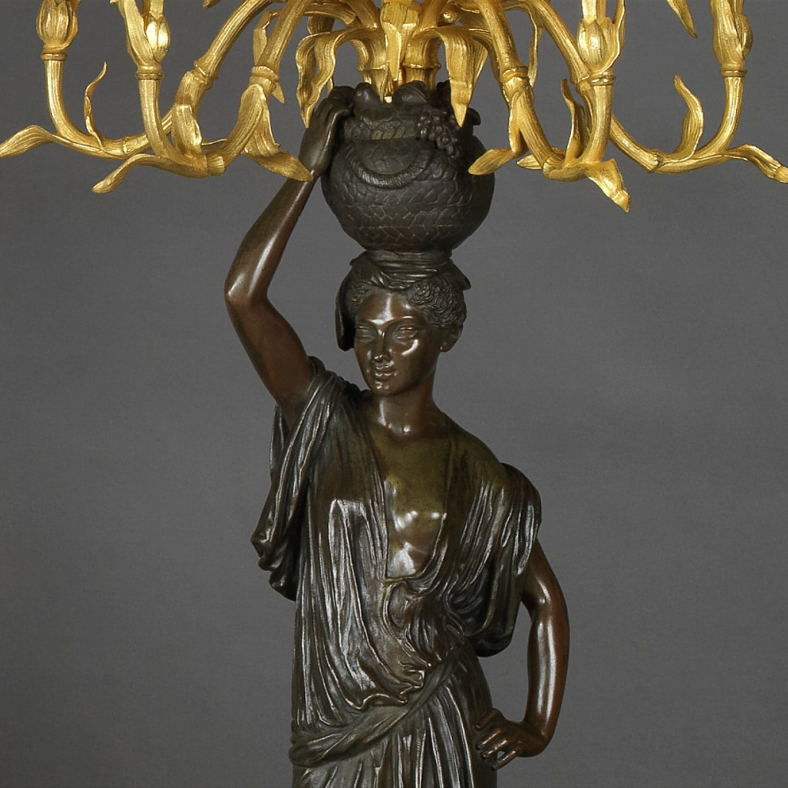 A Pair of Gilt and Patinated Bronze Figural Candelabra - Image 4