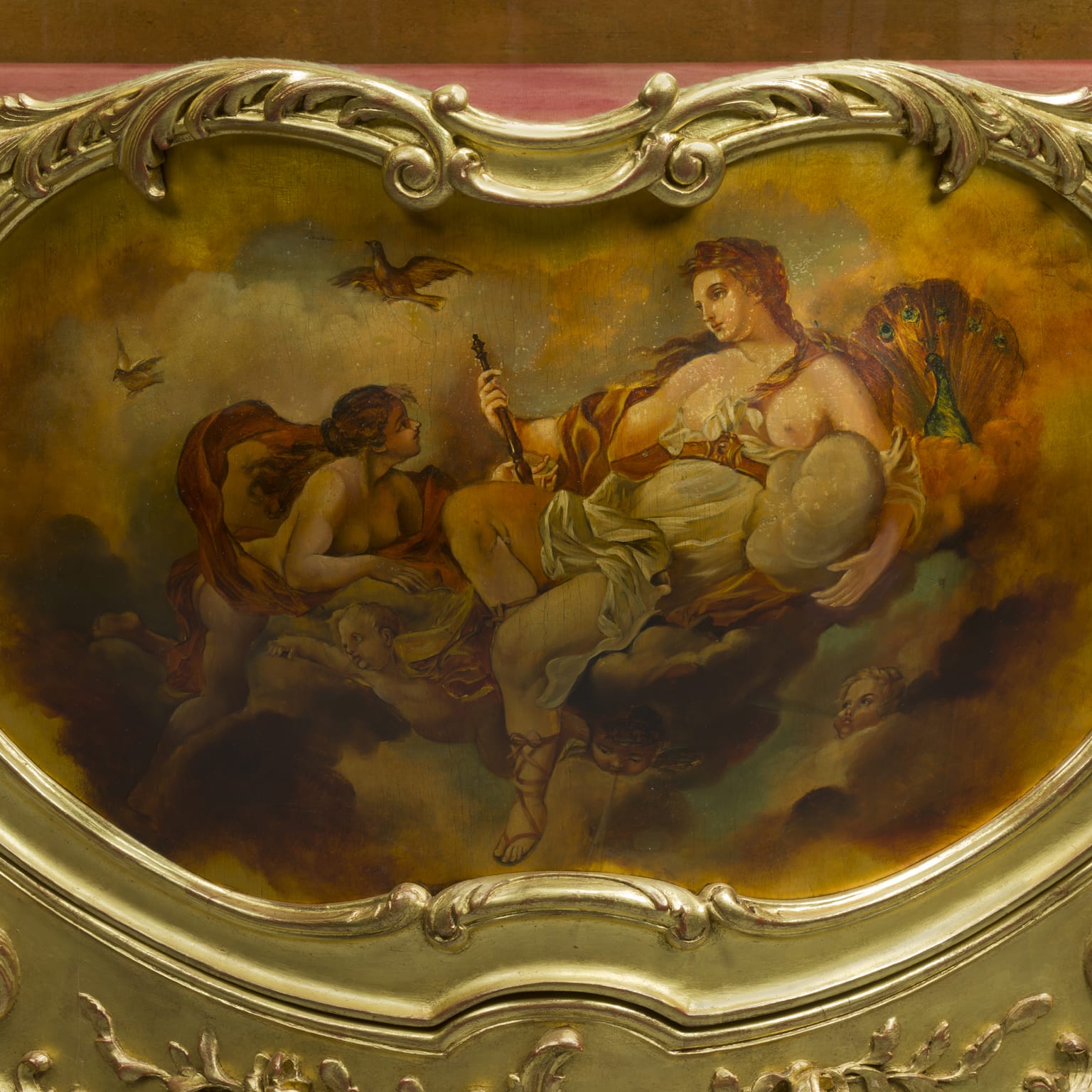 An Unusual and Very Finely Carved Louis XV Style Giltwood Vitrine With Vernis Martin Panels - Image 7