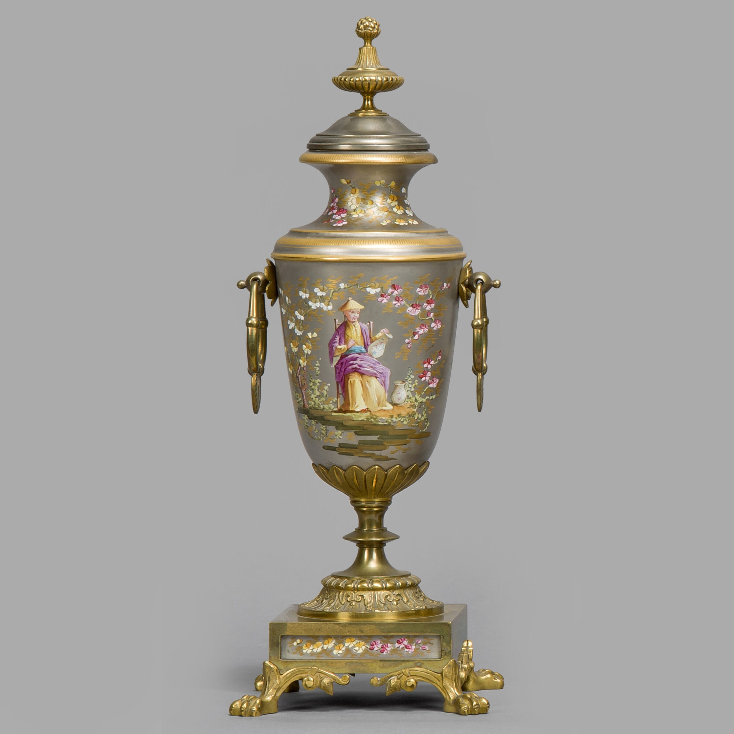 A Fine Napoleon III Gilt-Bronze Mounted Porcelain Clock Garniture - Image 7