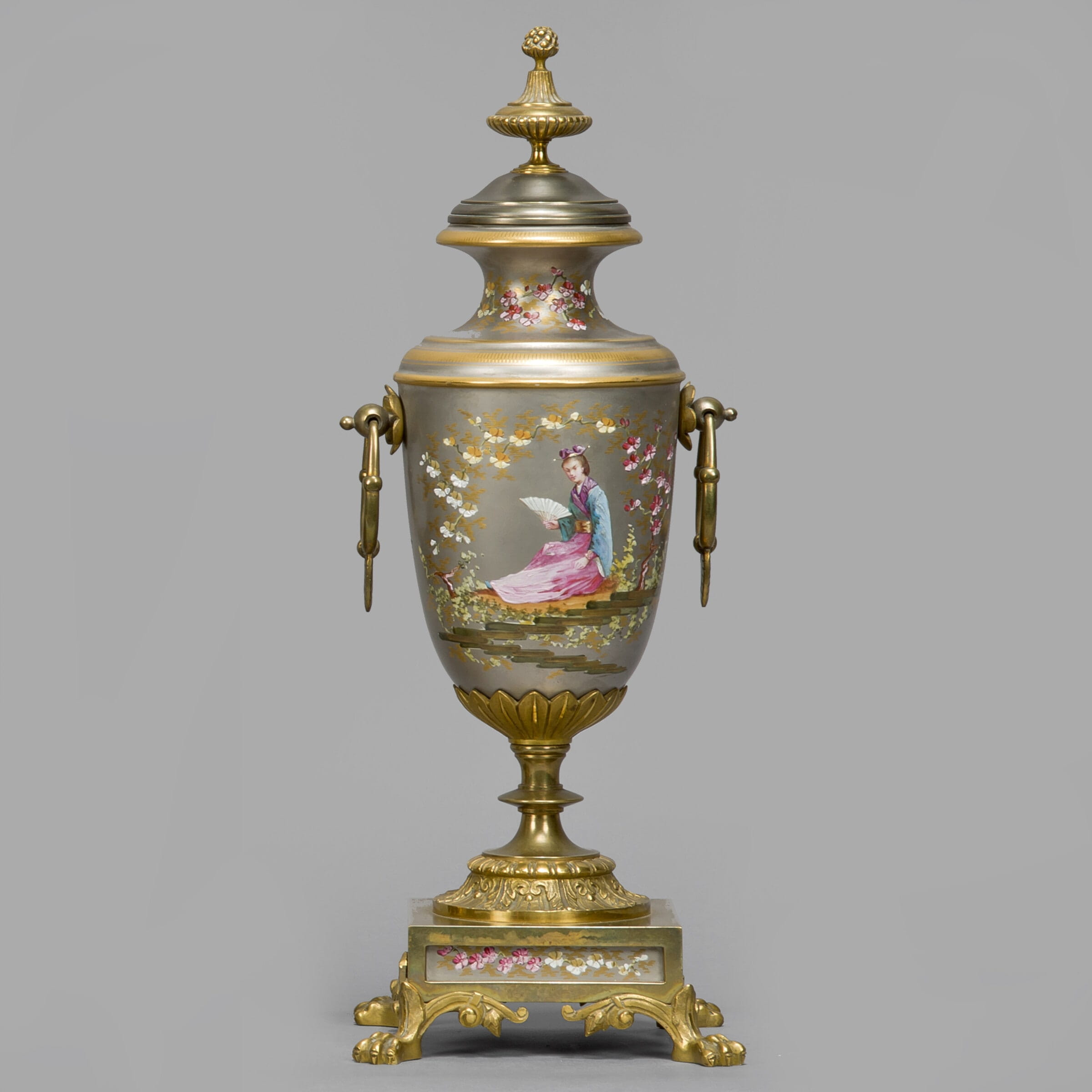 A Fine Napoleon III Gilt-Bronze Mounted Porcelain Clock Garniture - Image 8