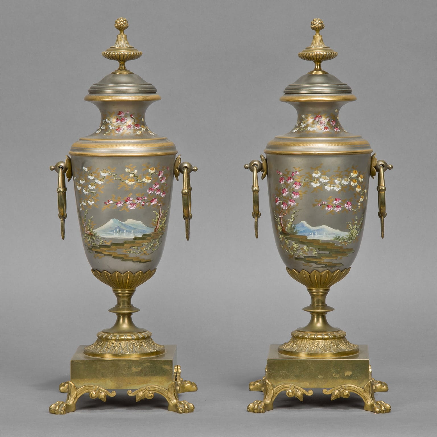 A Fine Napoleon III Gilt-Bronze Mounted Porcelain Clock Garniture - Image 3