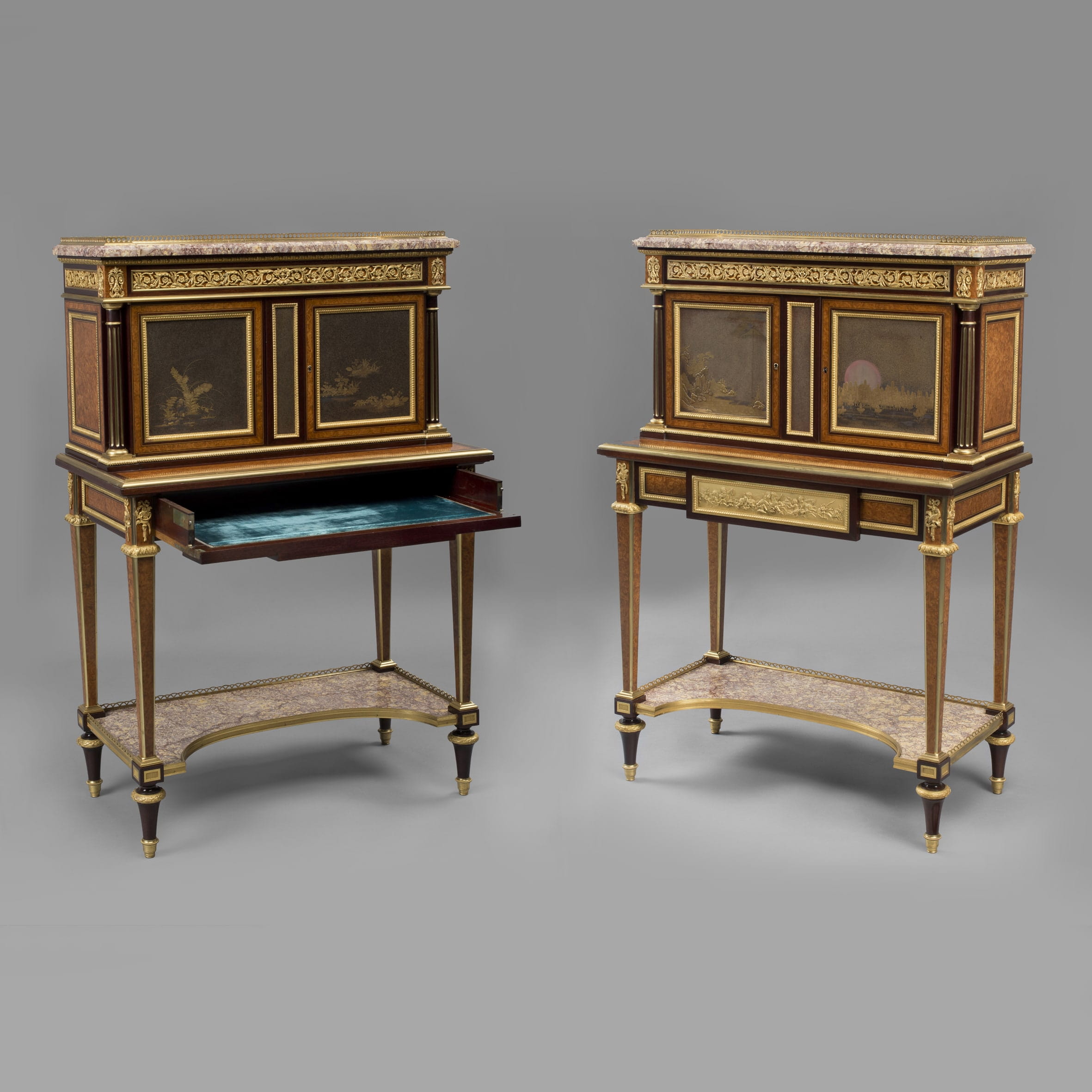 A Very Rare Pair of Louis XVI Style Exhibition Bonheur Du Jours - Image 2