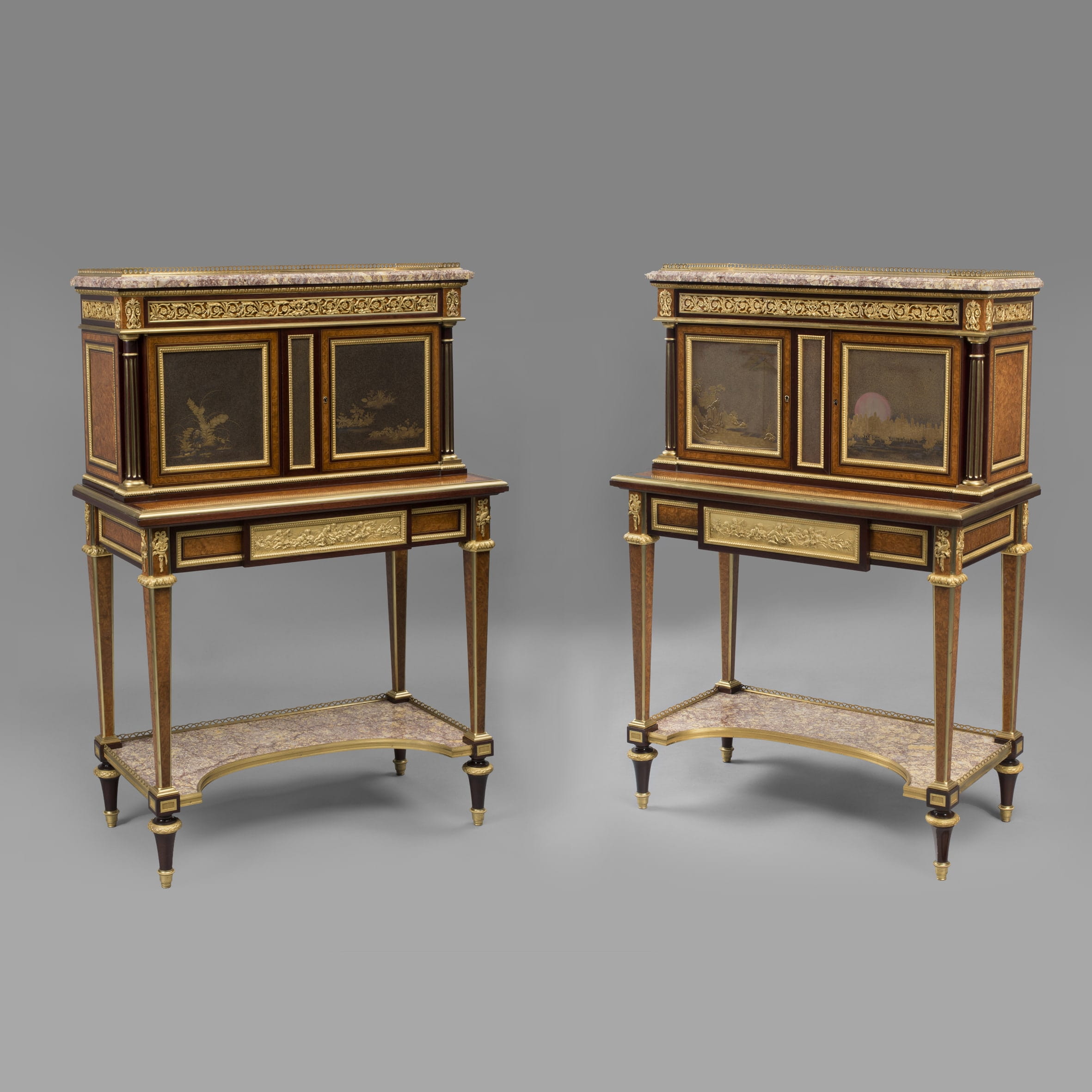 A Very Rare Pair of Louis XVI Style Exhibition Bonheur Du Jours