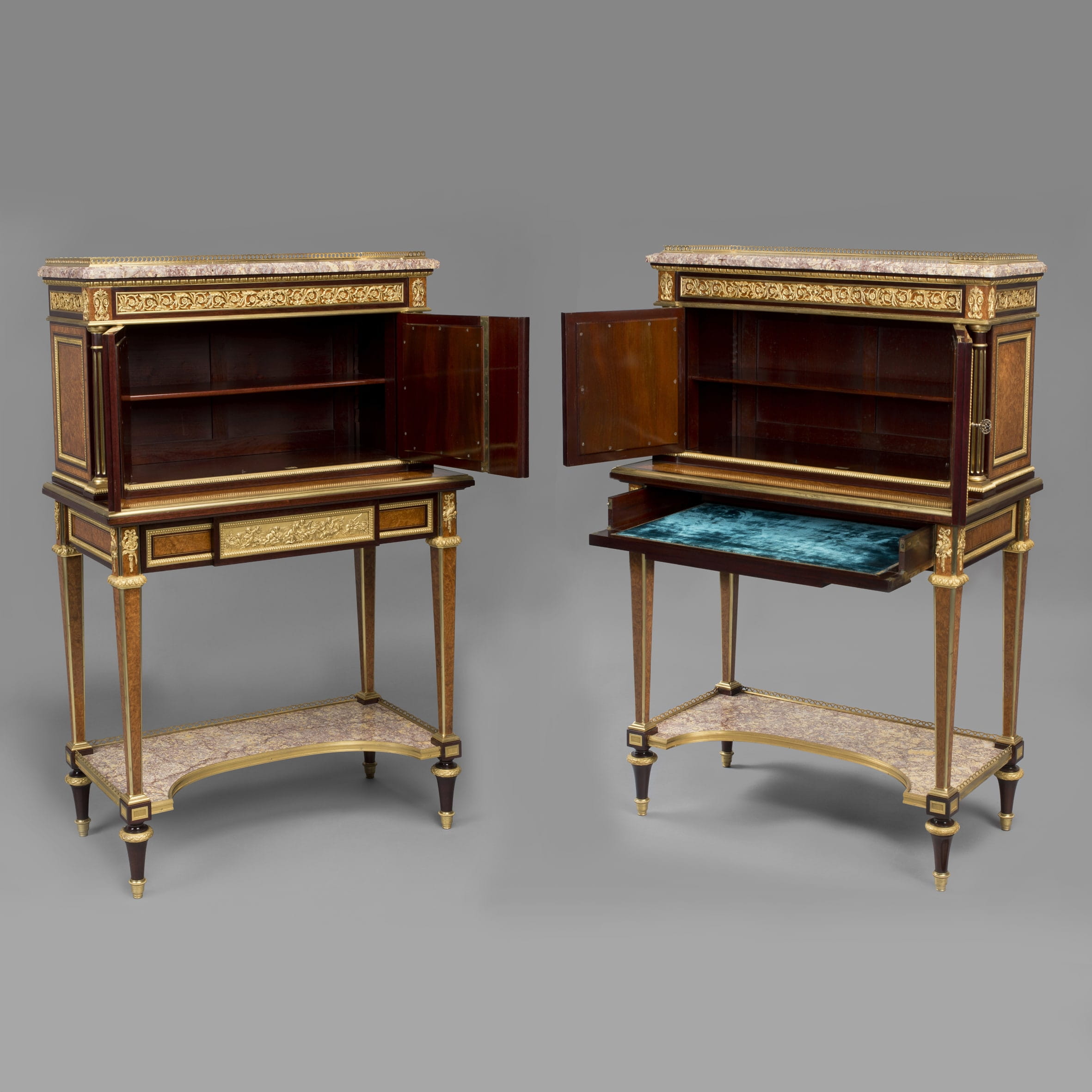 A Very Rare Pair of Louis XVI Style Exhibition Bonheur Du Jours - Image 4