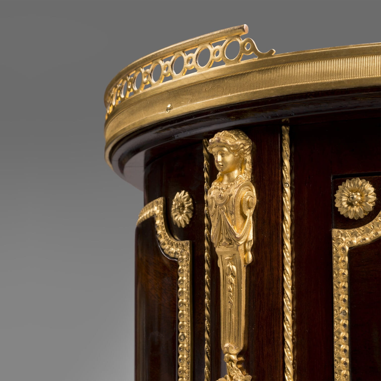 A Fine Transitional Style Gilt-Bronze Mounted Mahogany Chiffonnier Tambour - Image 4