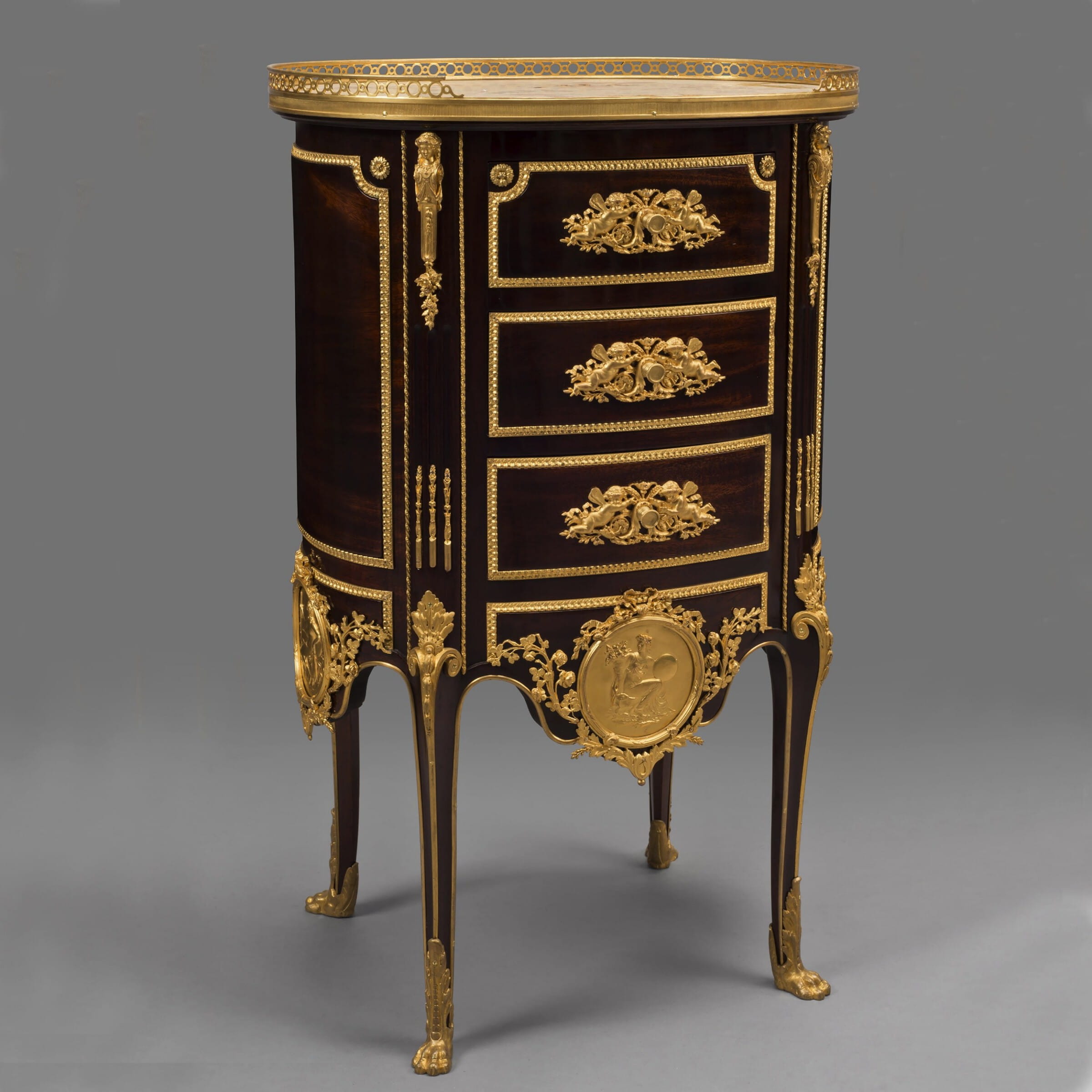 A Fine Transitional Style Gilt-Bronze Mounted Mahogany Chiffonnier Tambour
