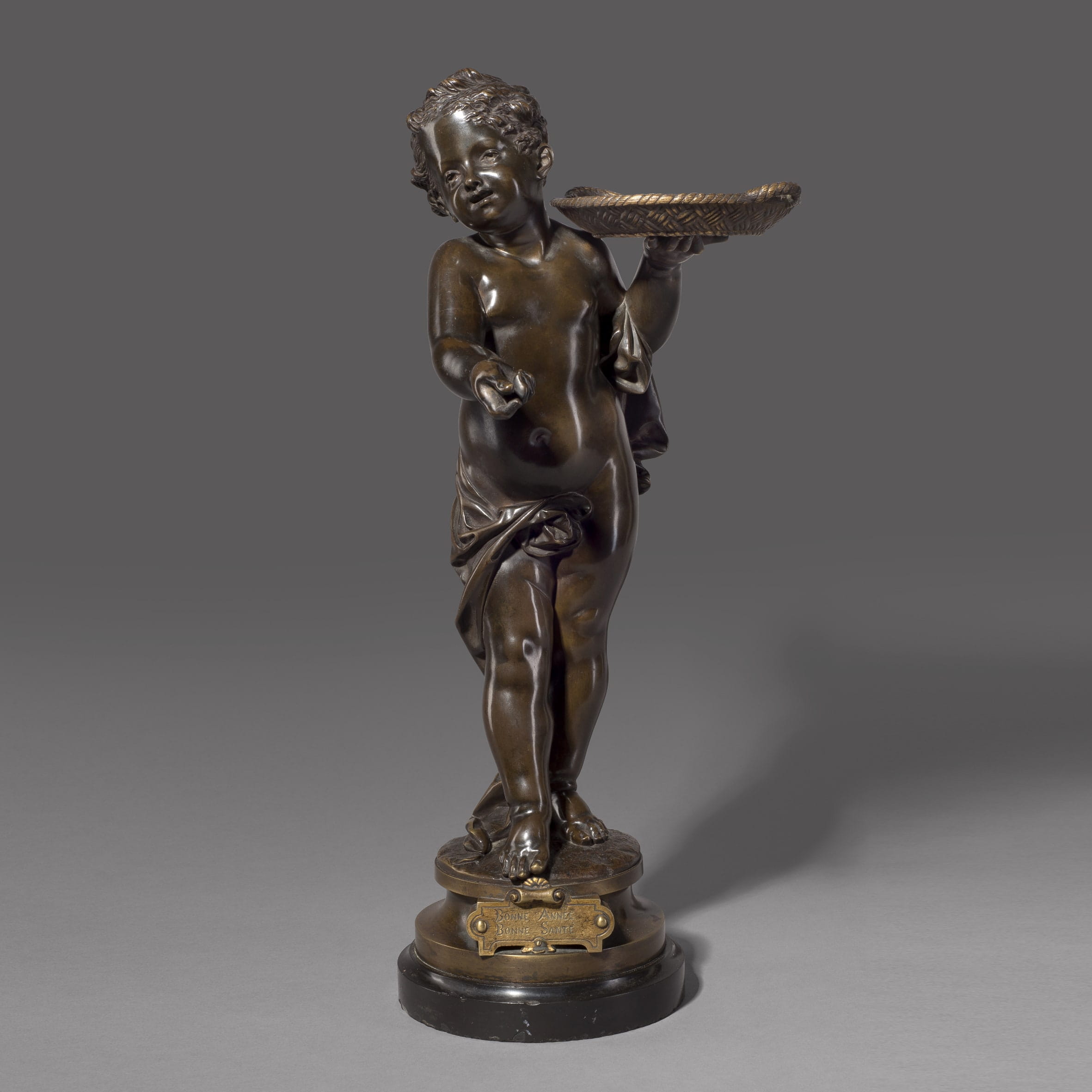 'Bonne Année, Bonne Santé' - A Fine Patinated Bronze Figure