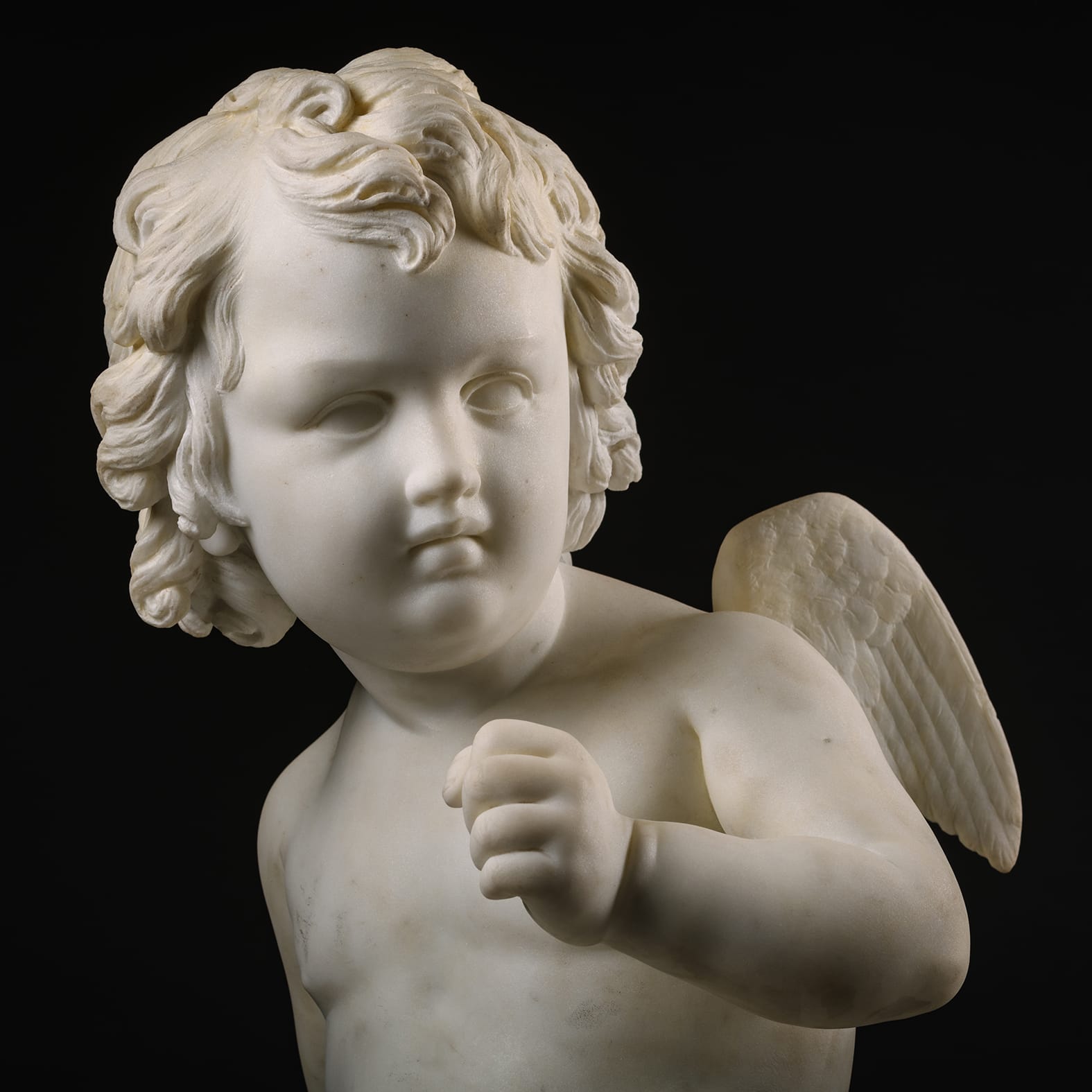 A Fine White Marble Figure of a Kneeling Cherub - Image 5