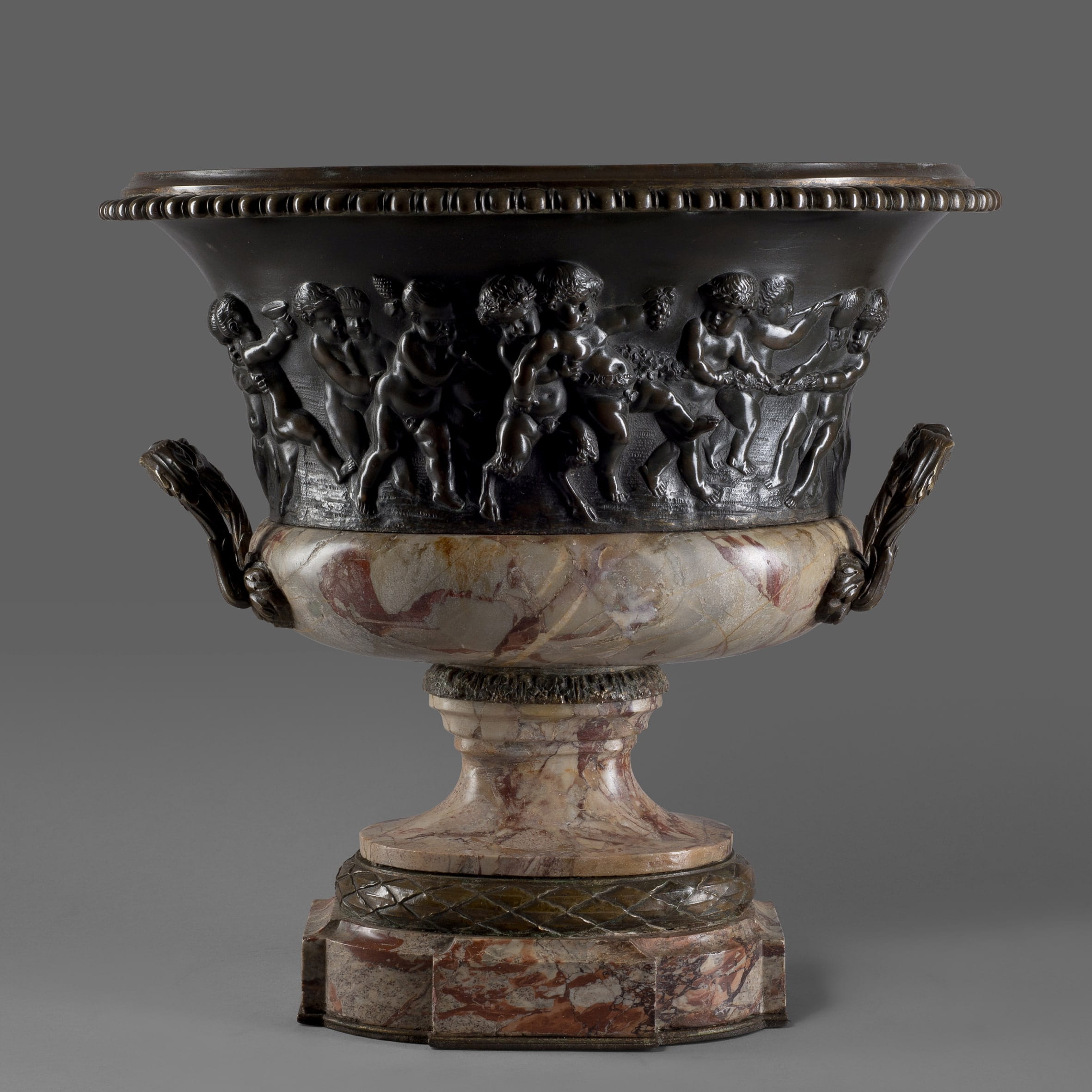A Louis XVI Style Patinated Bronze and Marble Jardinière - Image 2