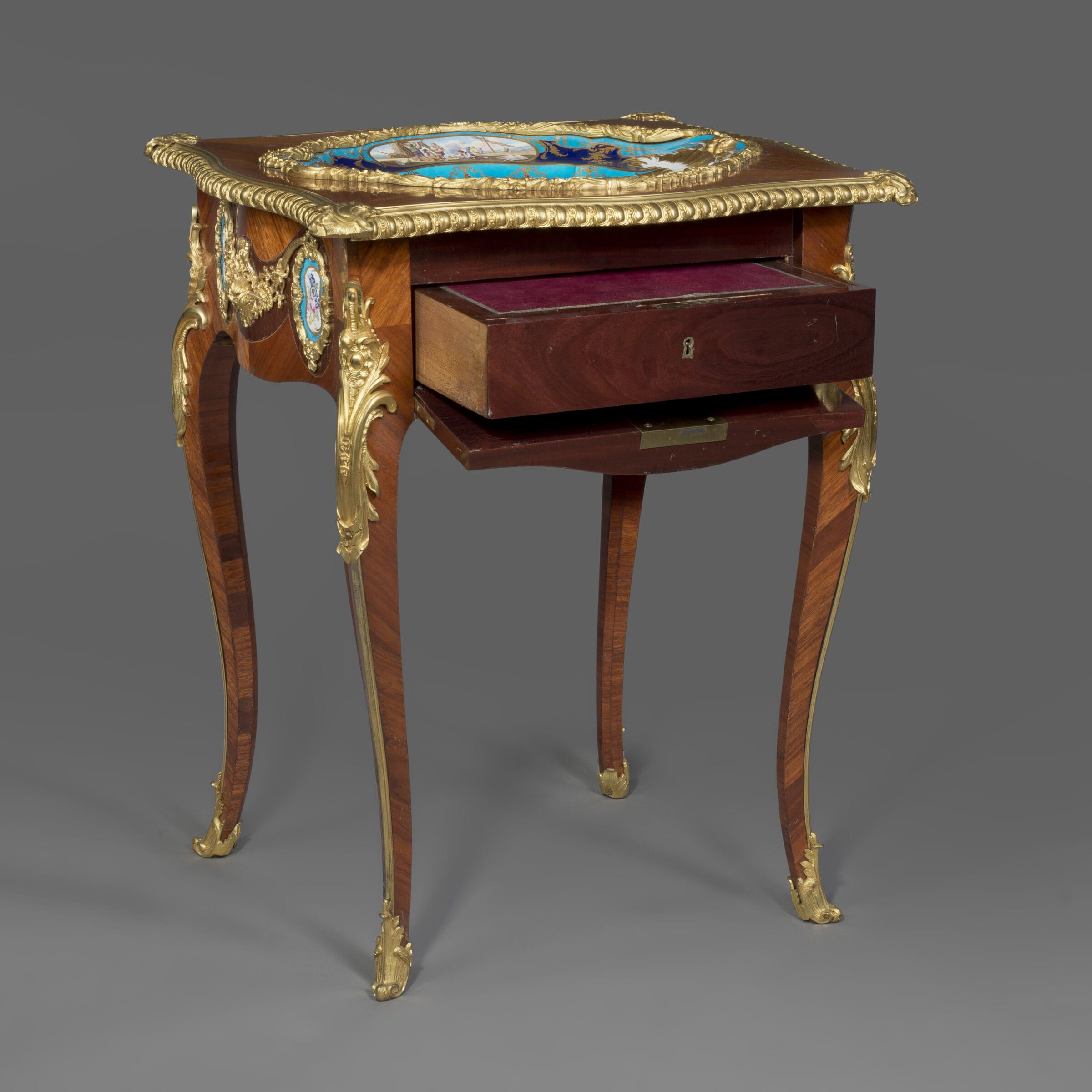 A Louis XV Style Gilt-Bronze Mounted and Porcelain Set Table - Image 2