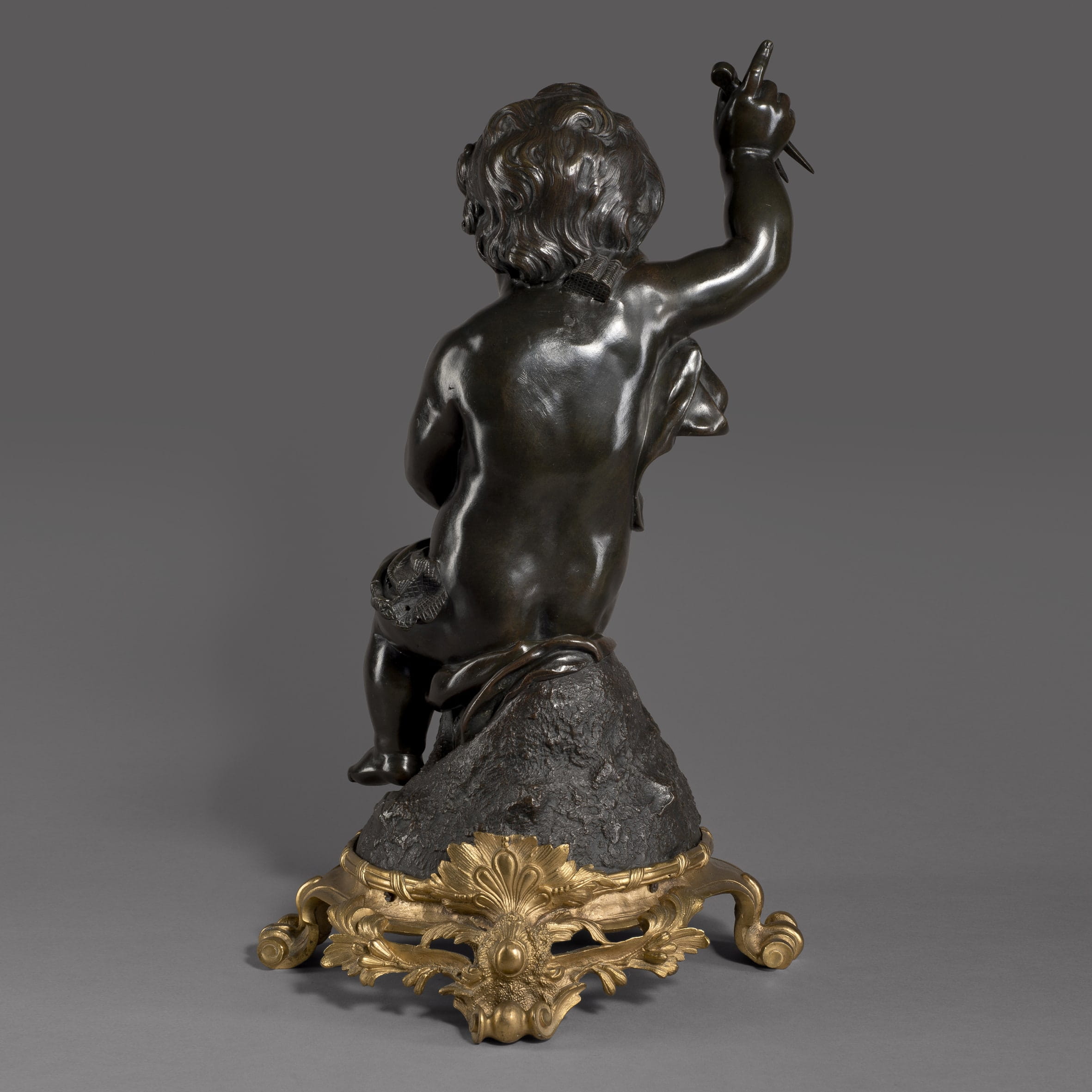 A Fine Patinated Bronze Putto Figure Emblematic of Architecture - Image 3