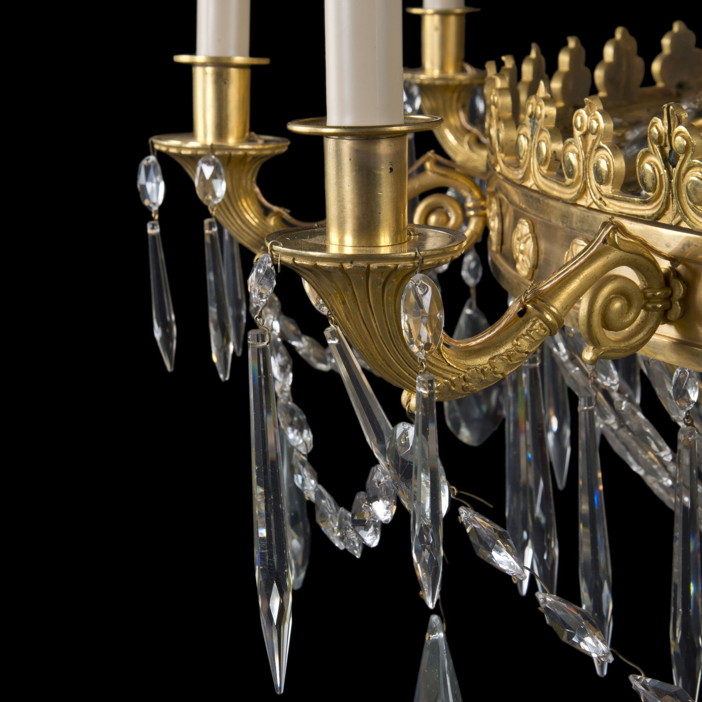A Fine Louis XVI Style Ten-Light Tent and Bag Chandelier - Image 3