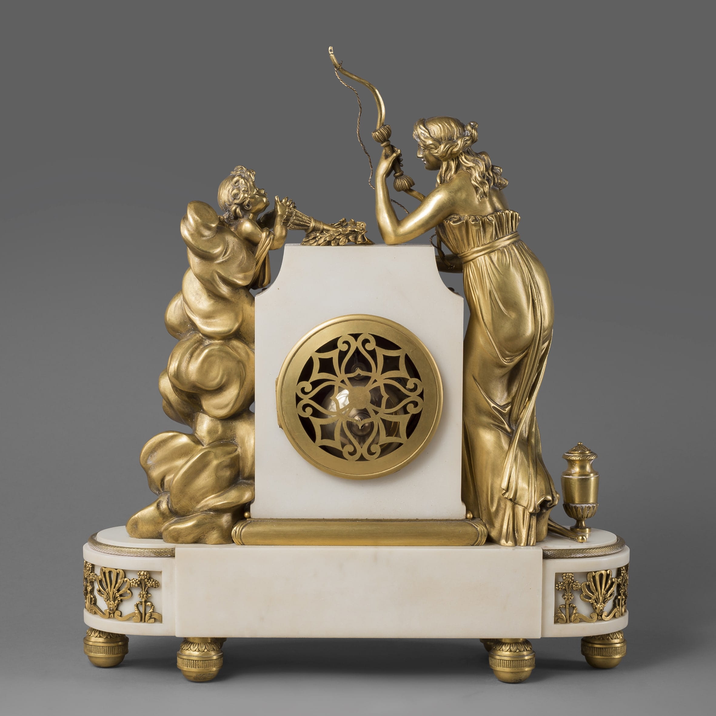 A Fine Louis XVI Style Gilt-Bronze and White Marble Clock - Image 4