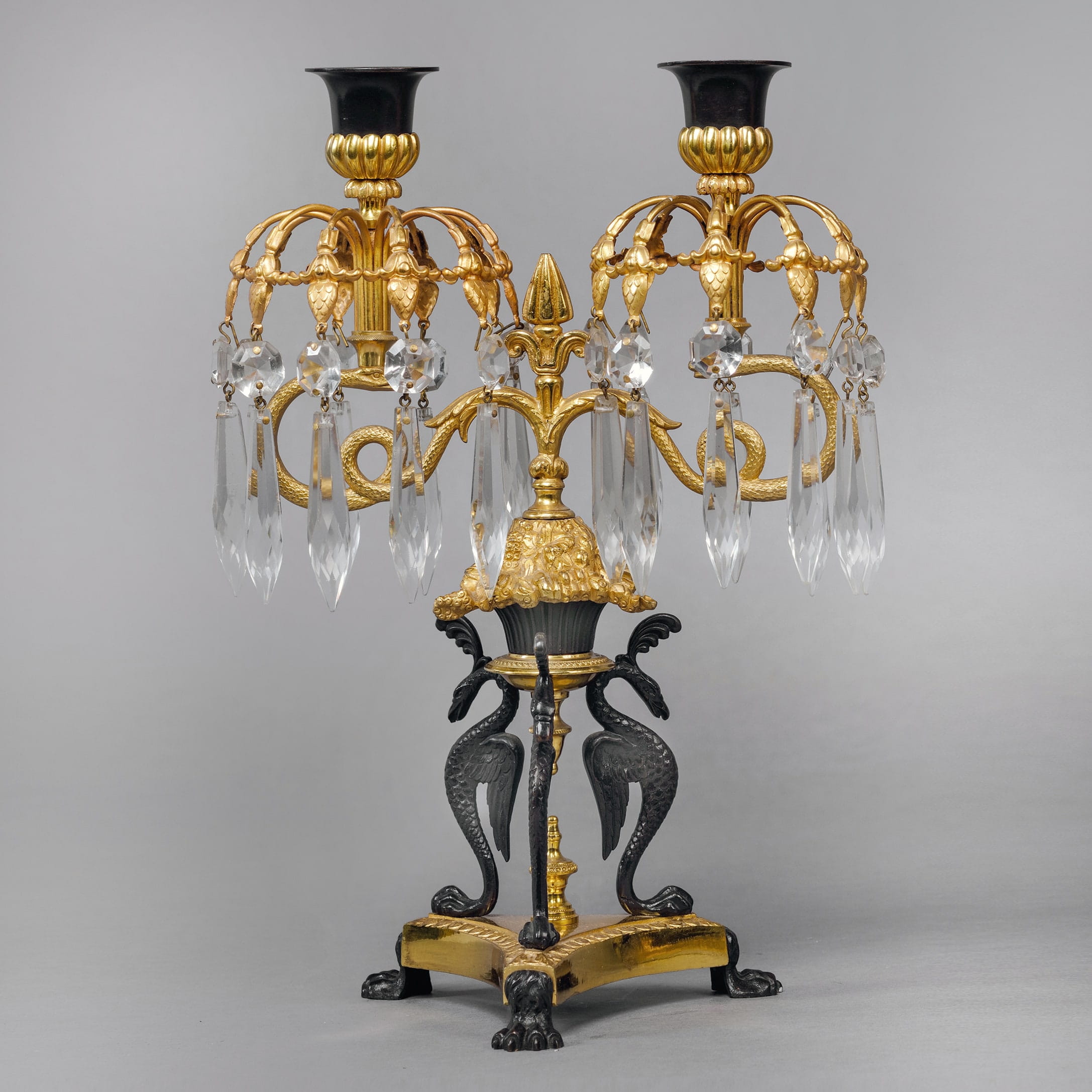 A Pair Of Empire Revival Twin-Light Lustre Candelabra - Image 2