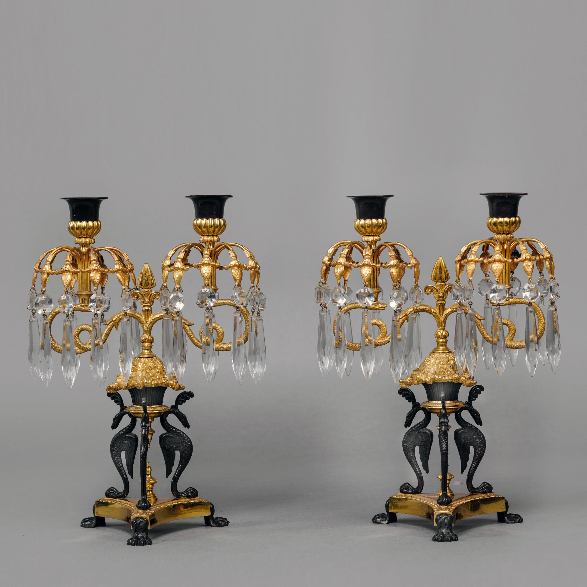 A Pair Of Empire Revival Twin-Light Lustre Candelabra - Image 4