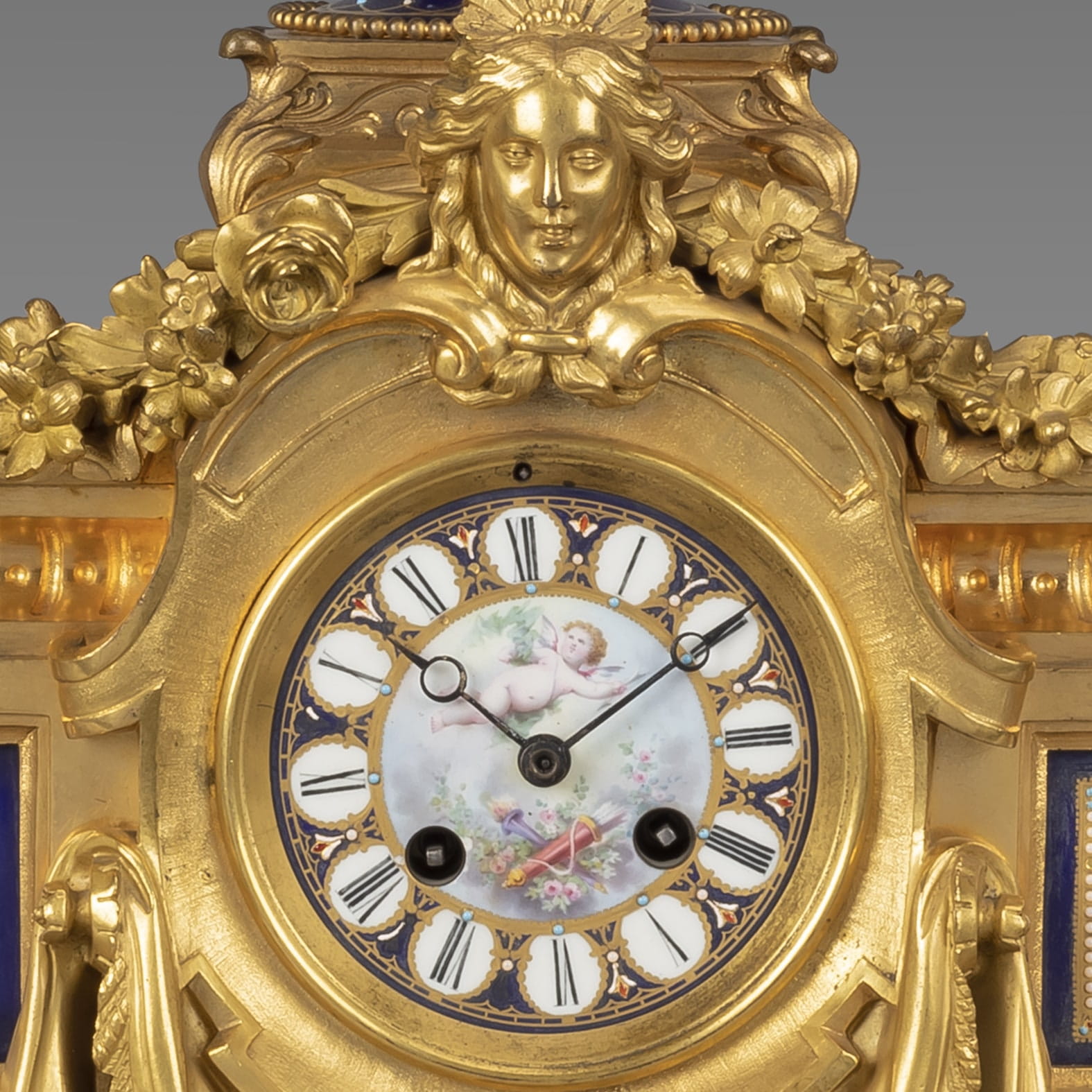 A Napoleon III Porcelain Mounted Clock Garniture - Image 5