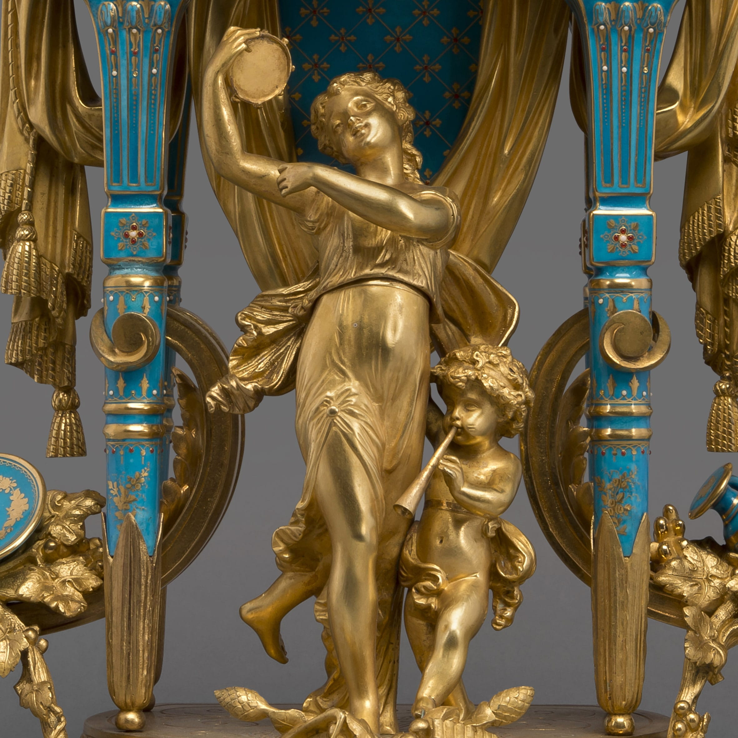 A Fine Gilt-Bronze and Sèvres Style Porcelain Mounted Figural Clock - Image 2