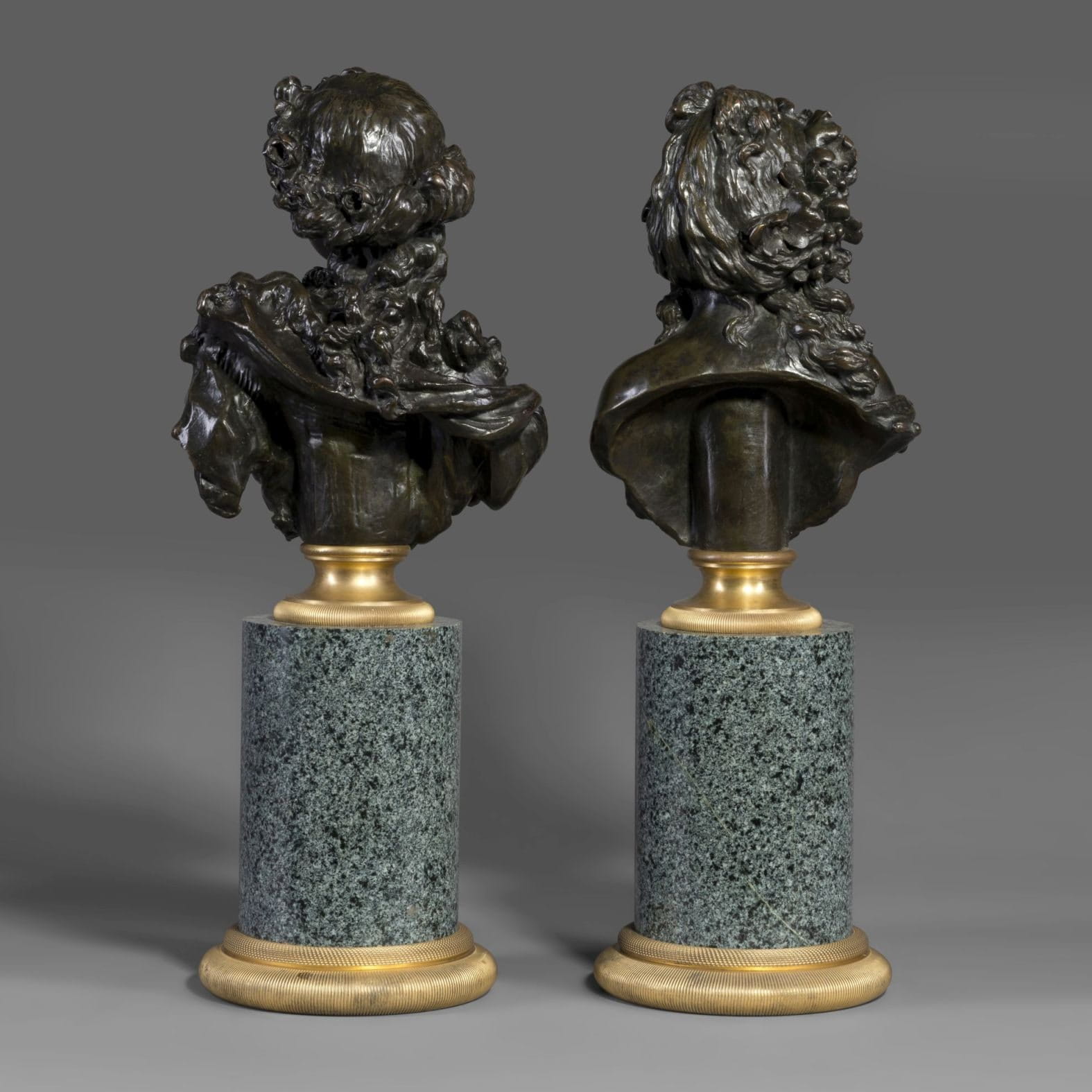 A Pair of Patinated Bronze Busts of Bacchantes - Image 2