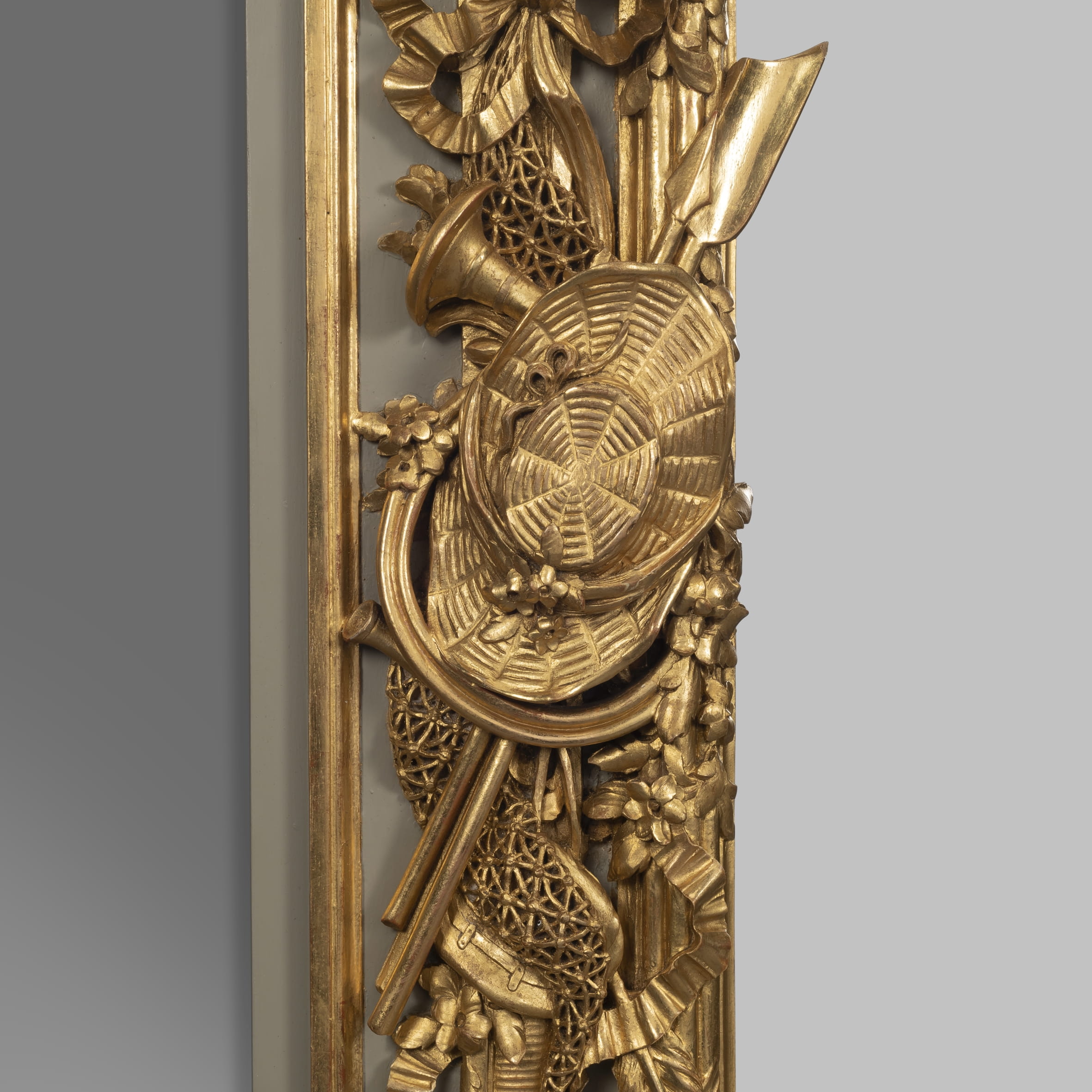 A Finely Carved Louis XV Style Parcel-Gilt And Painted Trumeau Mirror - Image 7